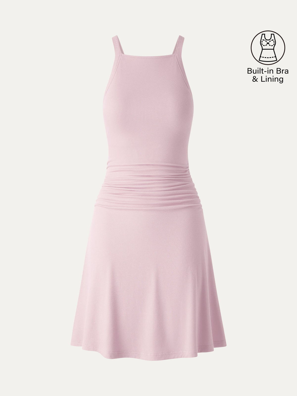 CoolTouch Square Neck Ruched Mini Built-In Bra Dress — original photo 13