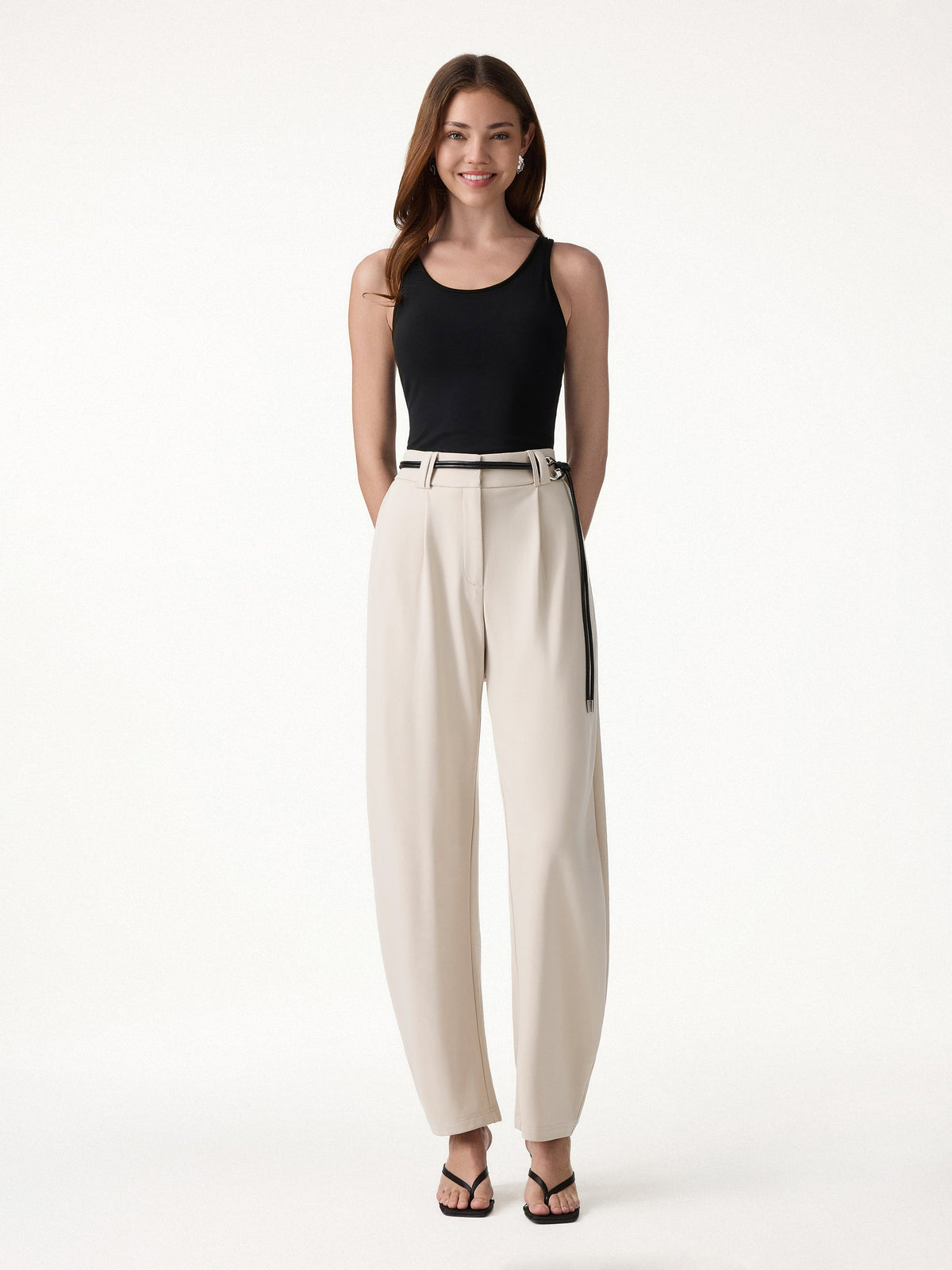CoolTouch Stretch Ponte High Rise Cropped Barrel Pants — original photo 5