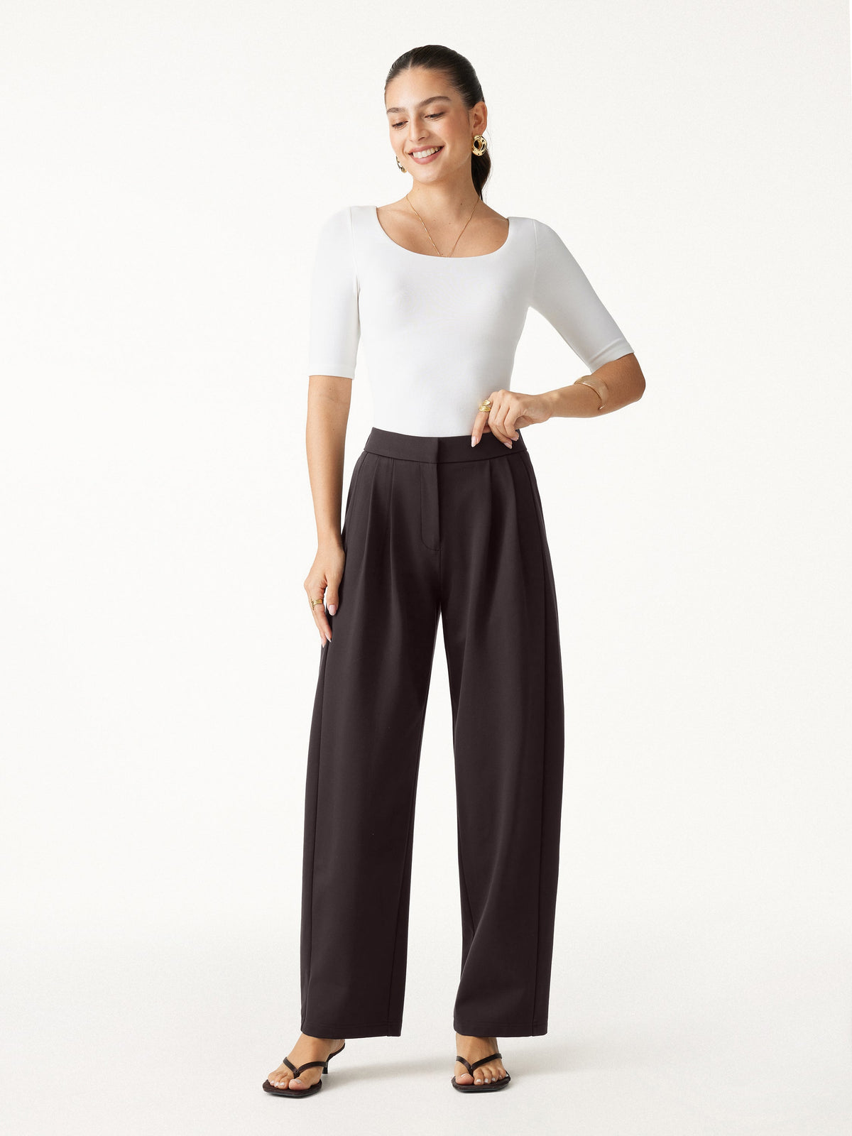 Ponte Low-Rise Ankled Barrel Pants with Pockets — original photo 2