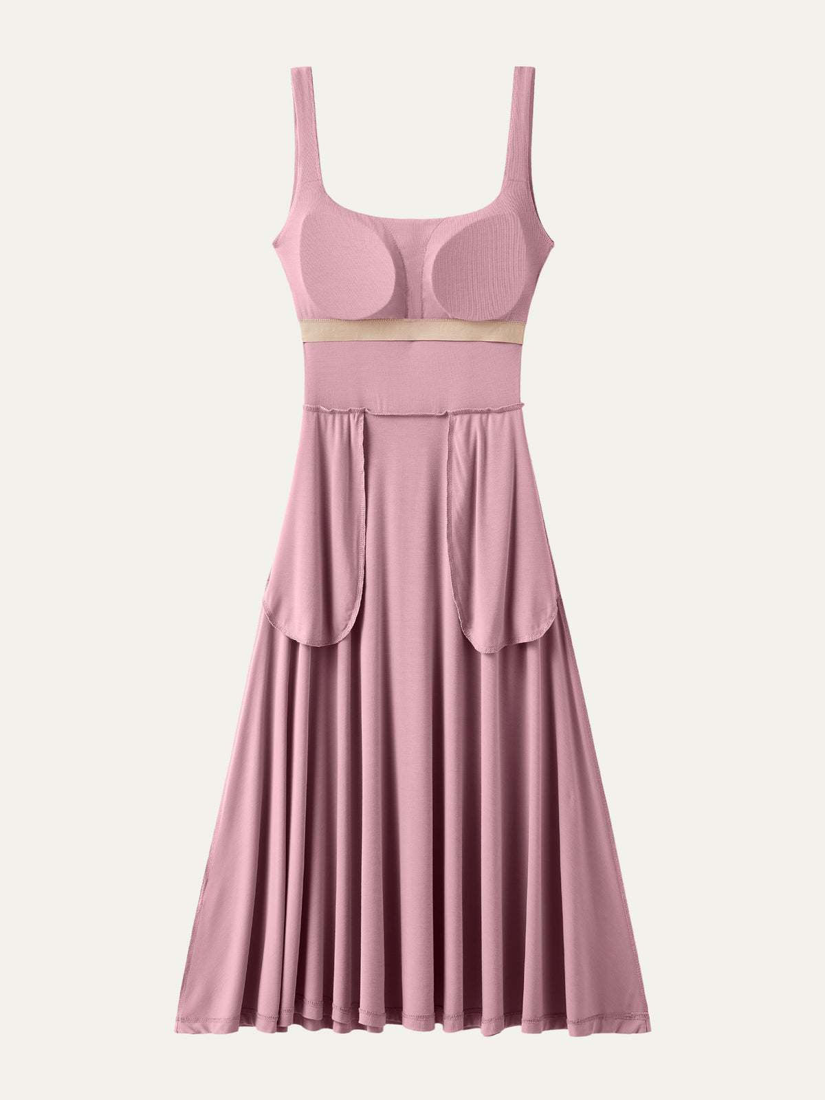 Square Neck Flowy New Airy Bra Midi Dress — original photo 4