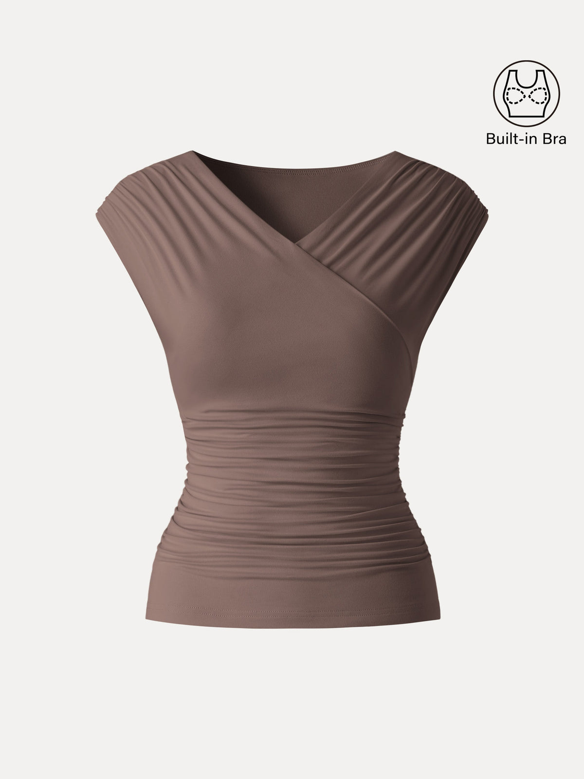 SkinKiss Surplice V-Neck Ruching Built-In Bra Top — original photo 10