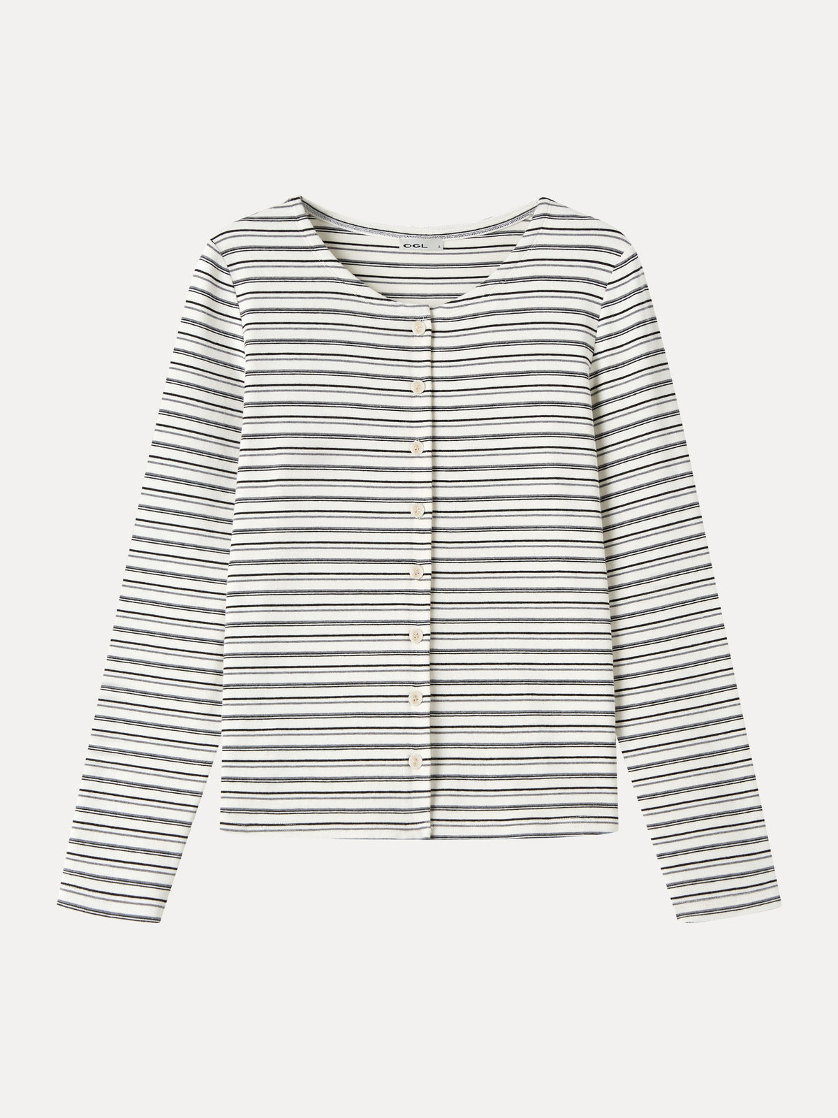ProWarm Stripe Round Neck Long Sleeve Button-Up Cardigan — original photo 6