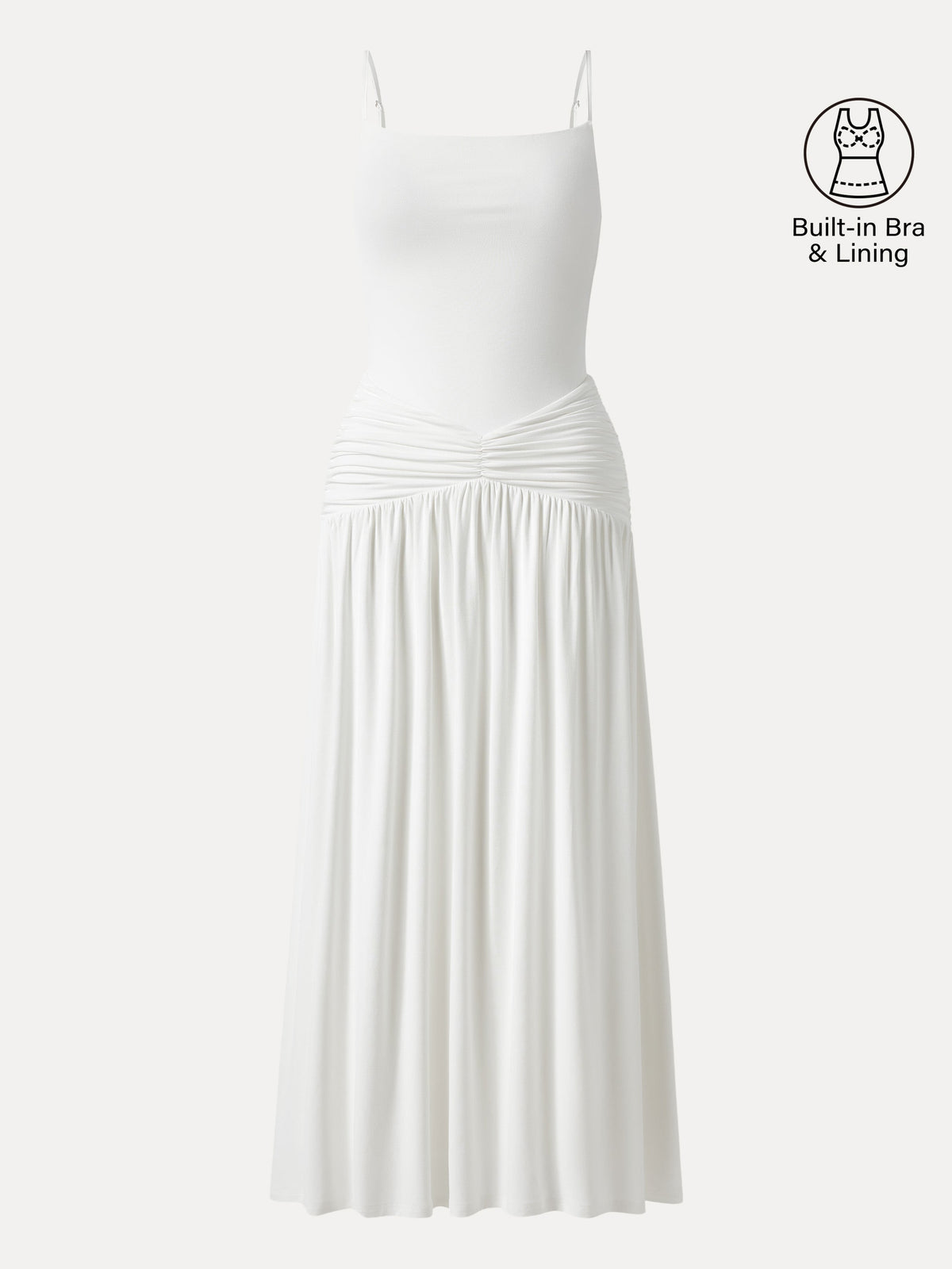 Not-See-Thru Spaghetti Gathered Maxi Built-In Bra Dress — original photo 6