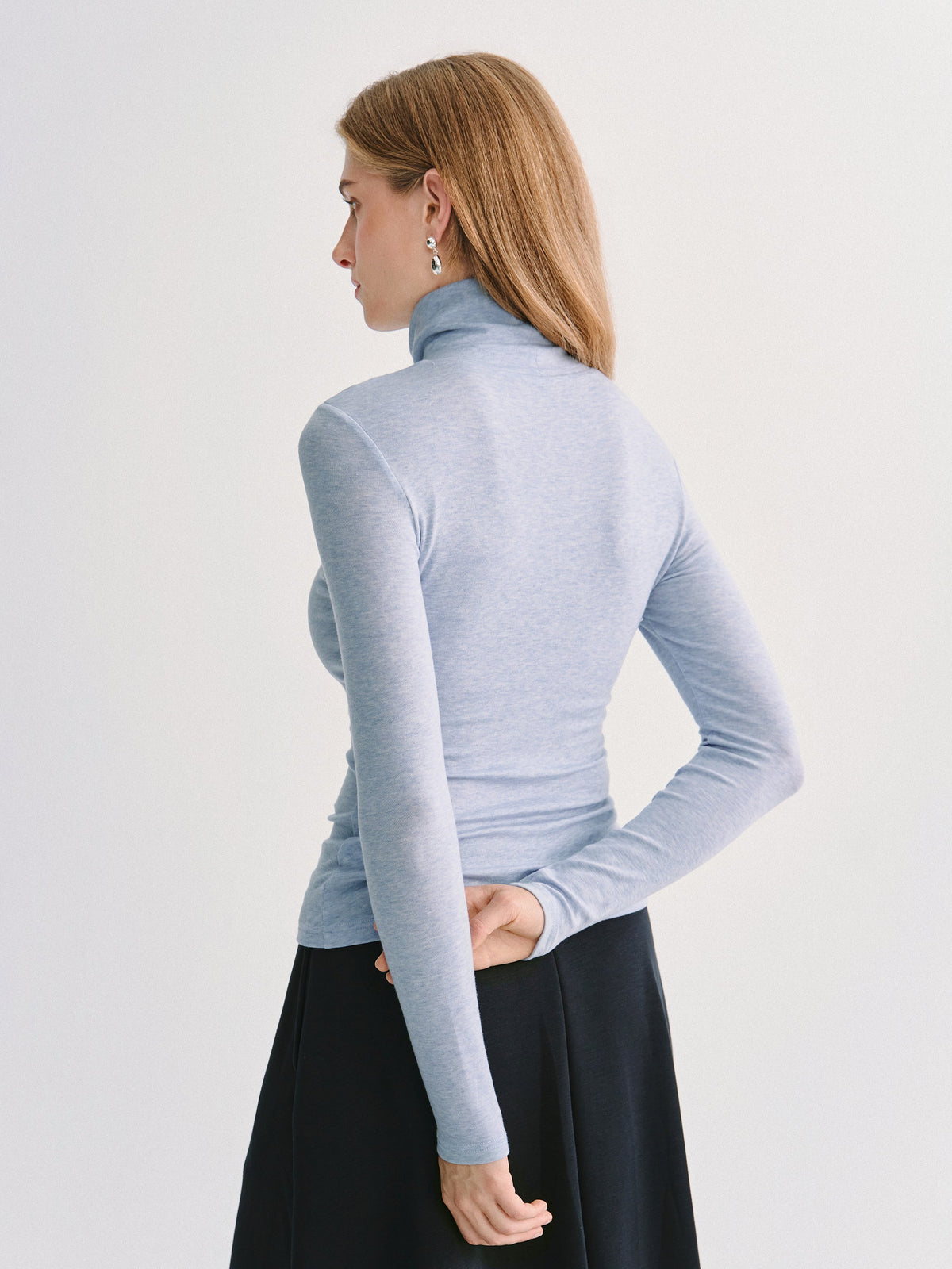LiteWarm Lyocell-Wool Mock Neck Long Sleeve Built-In Bra Top — original photo 5