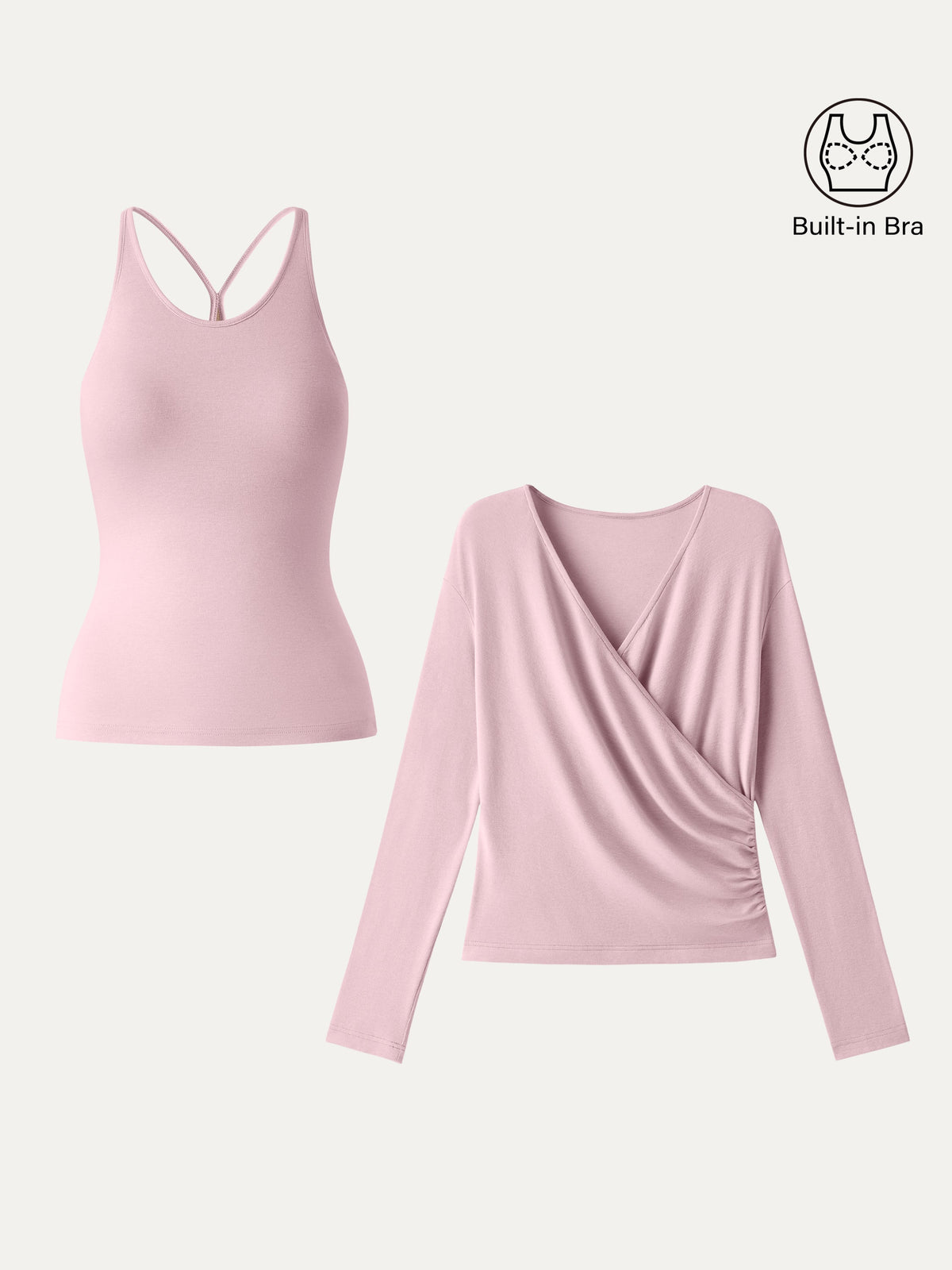 LiteWarm Two-Piece Set Cami with Surplice Ruched Built-In Bra Top — original photo 25