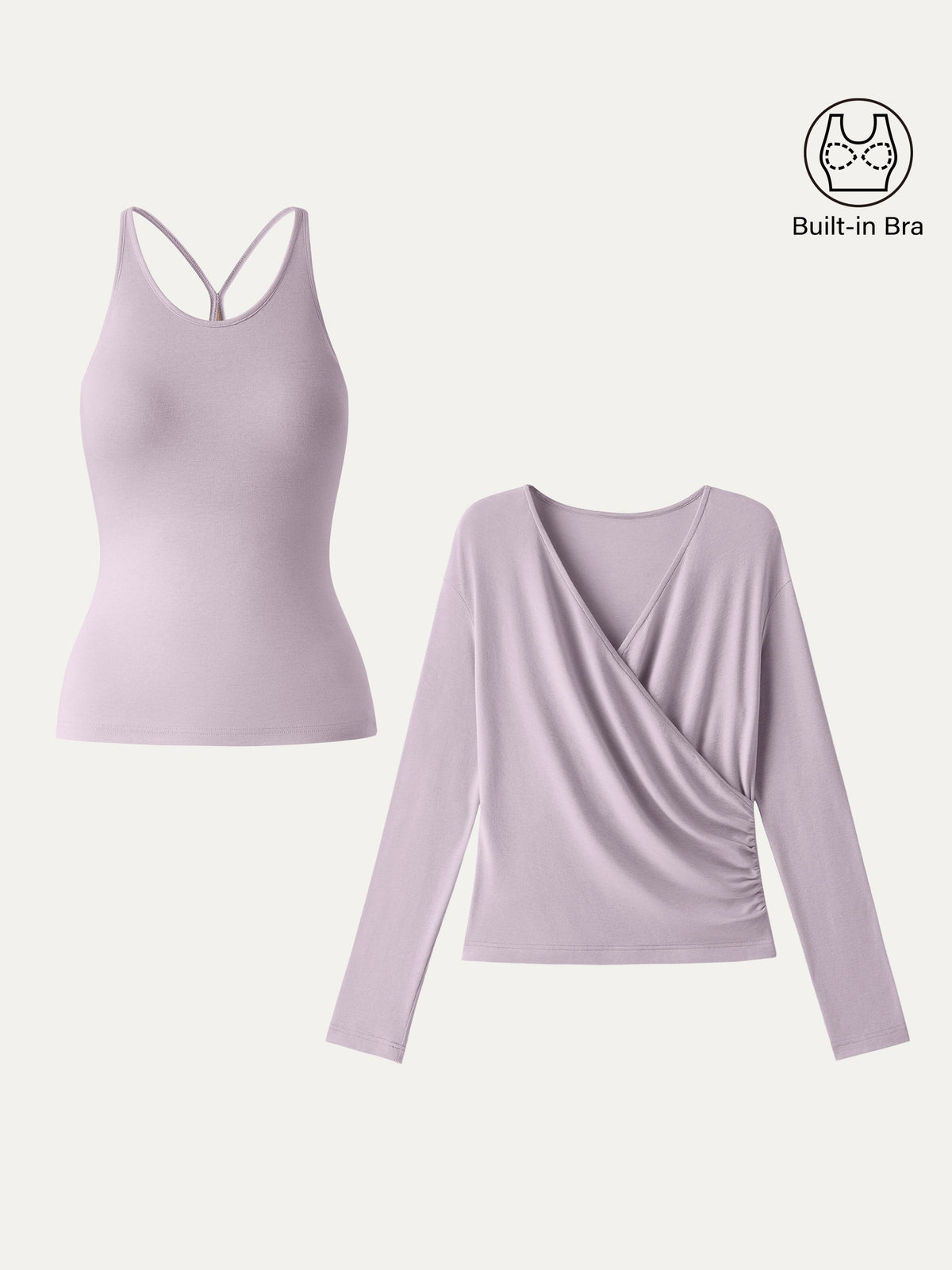 LiteWarm Two-Piece Set Cami with Surplice Built-In Bra Top — original photo 2