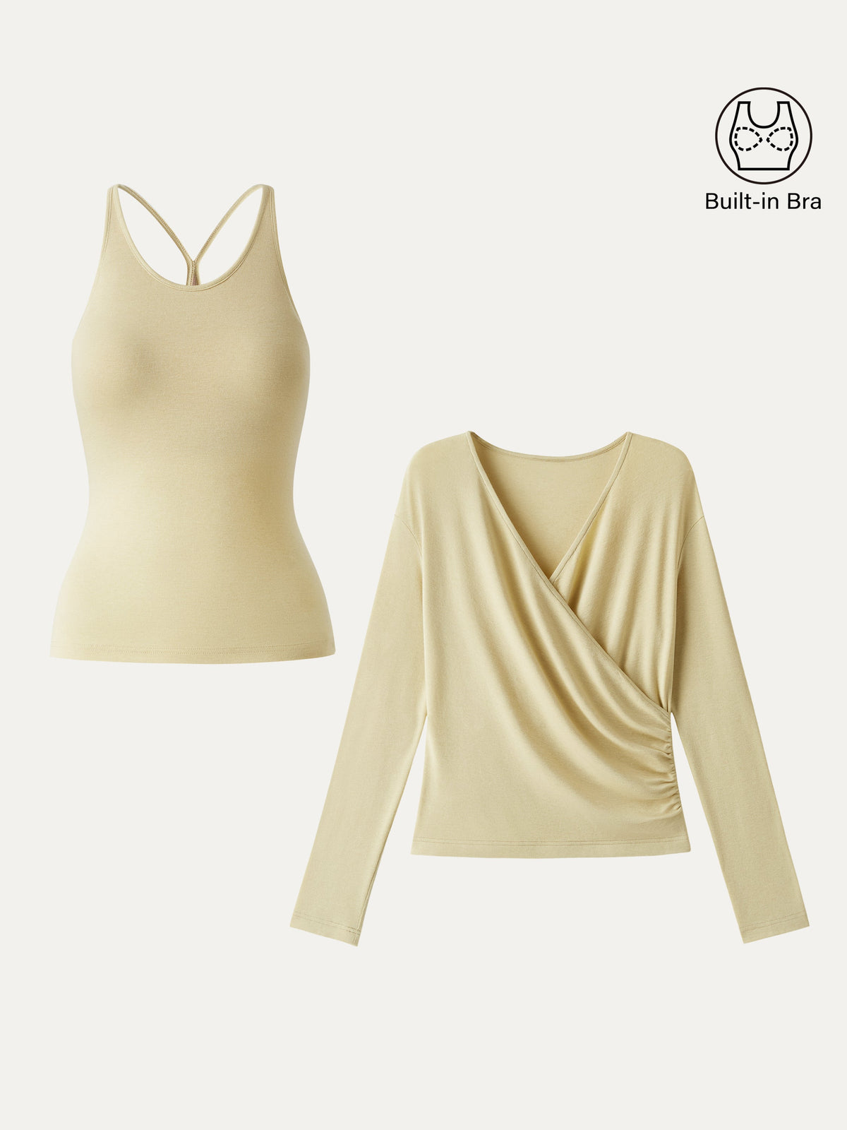 LiteWarm Two-Piece Set Cami with Surplice Ruched Built-In Bra Top — original photo 9