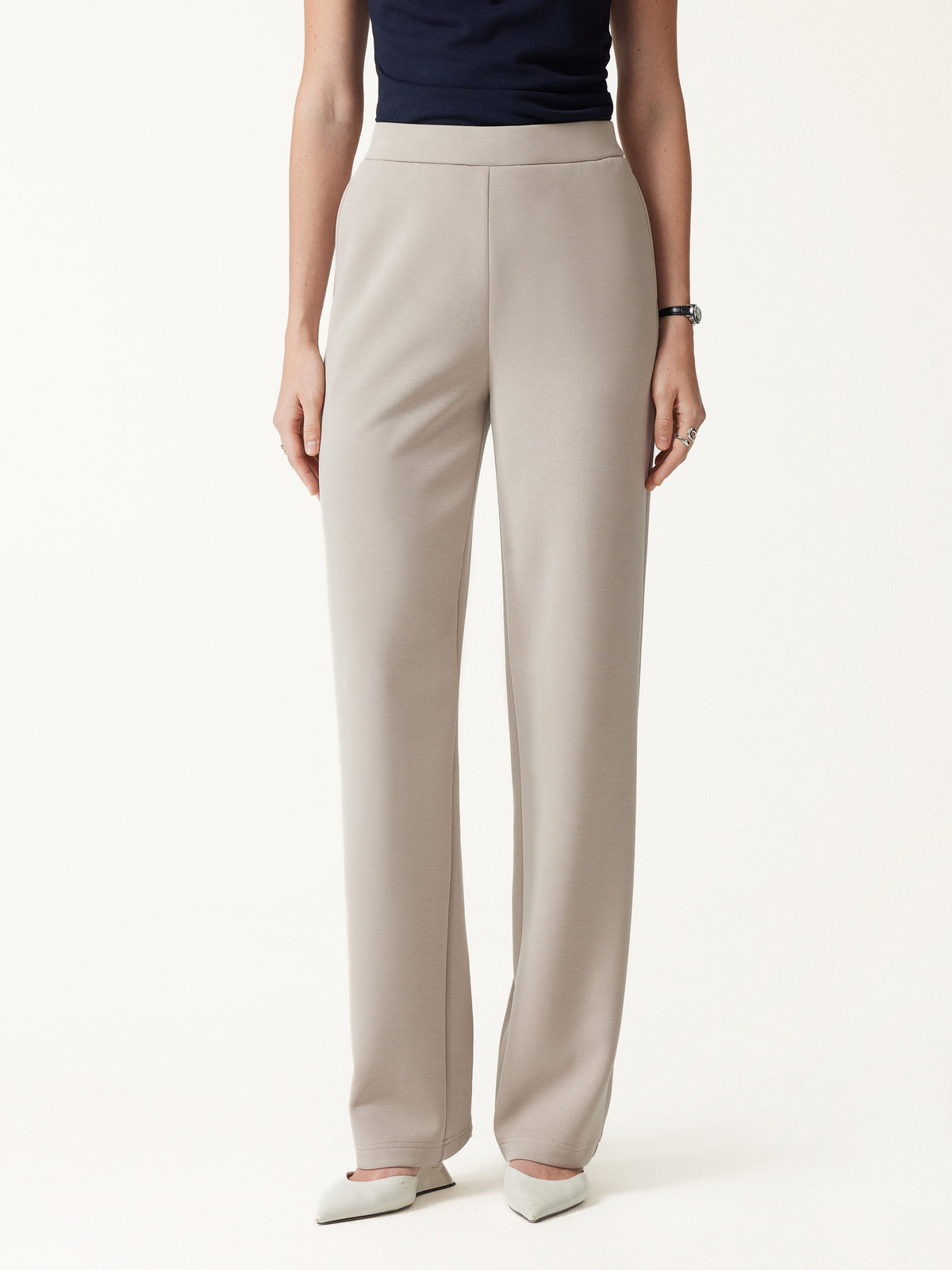 MaxWarm Modal Stretch Fleece High-Rise Straight-Leg Pants with Pockets — original photo 3