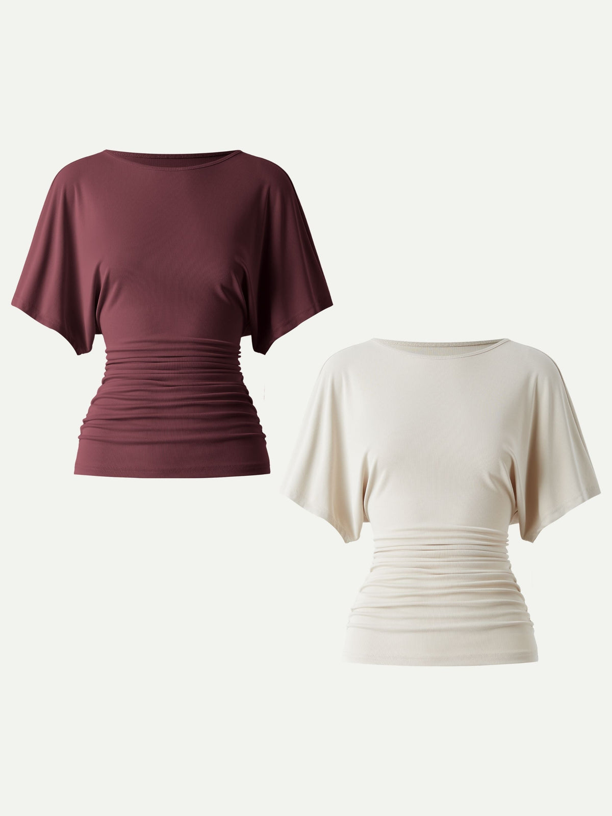 Effortless Boatneck Batwing Sleeve Side Ruched Top — original photo 17