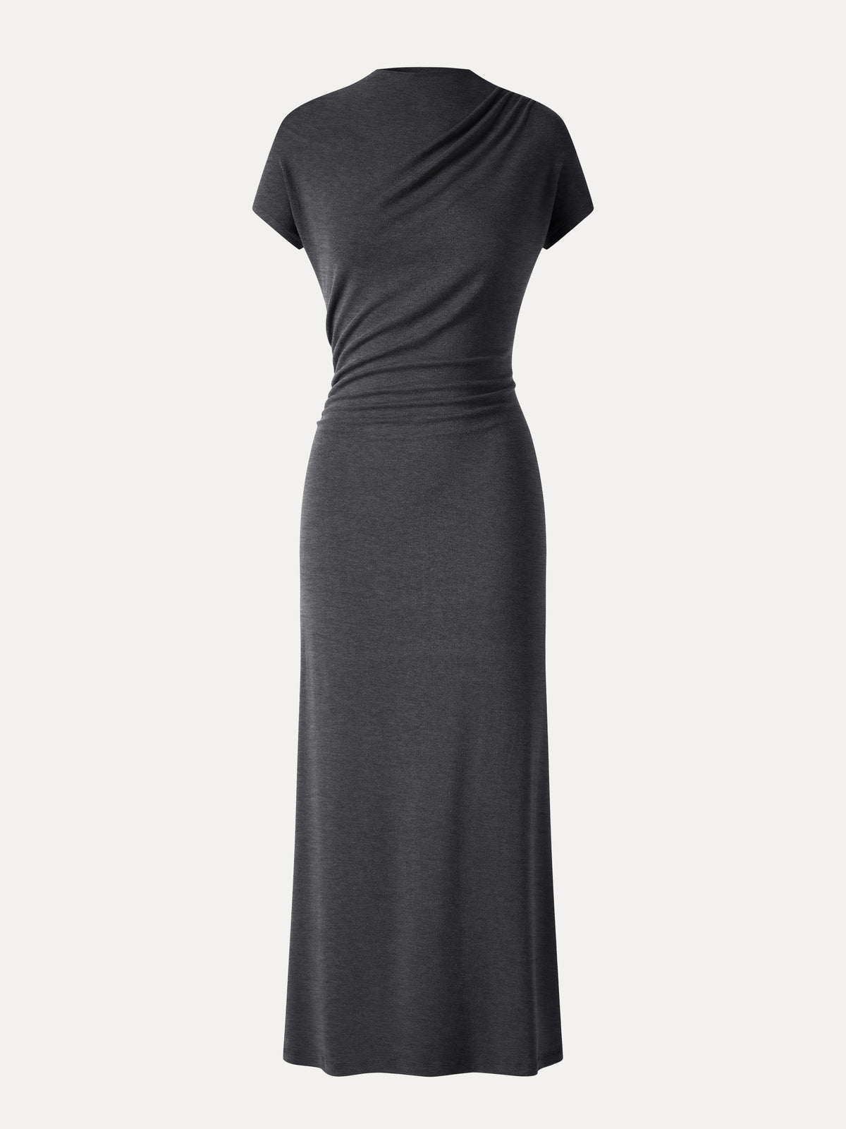 LiteWarm Mock Neck Cap Sleeve Ruched Midi Dress — original photo 8