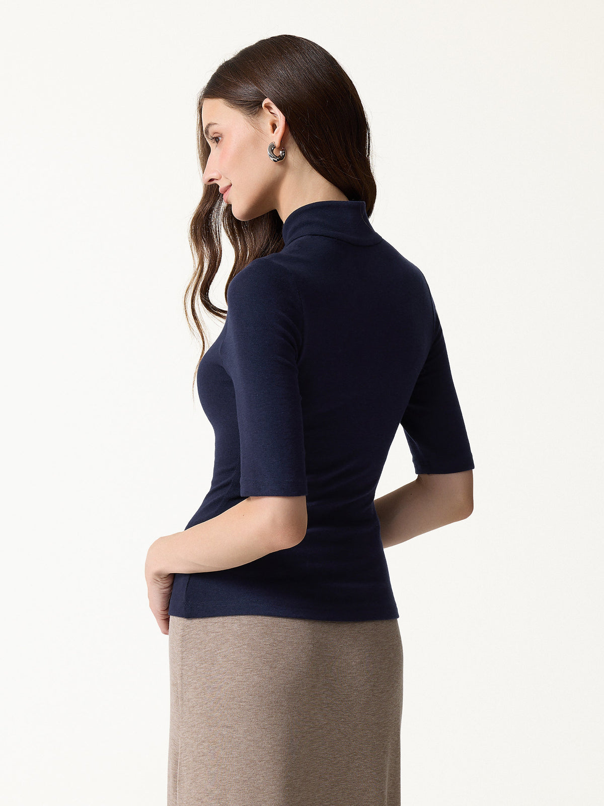 LiteWarm Teardrop Neck Elbow Sleeve Built-In Bra Top — original photo 4