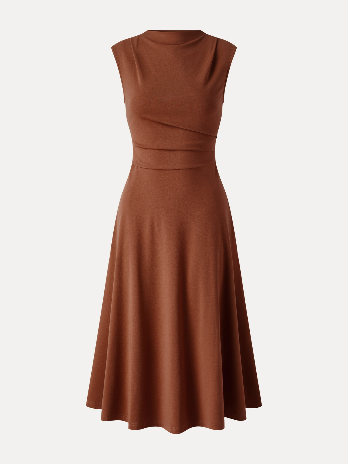 Viscose-Cotton Mock Neck Sleeveless Tucked Midi Dress — original photo 4