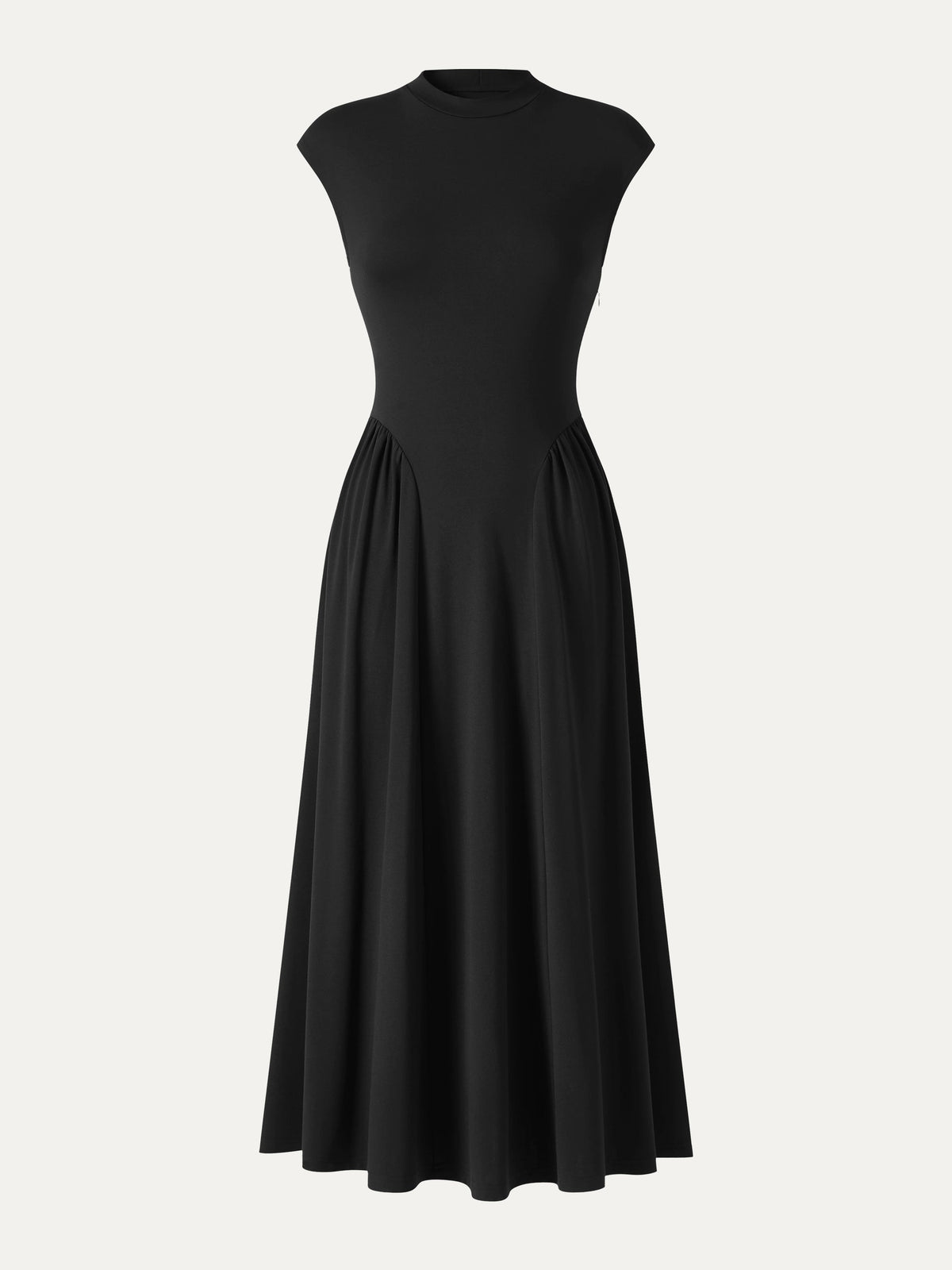 Ponte Mock Neck Ruched A-Line Midi Dress with Pockets — original photo 7