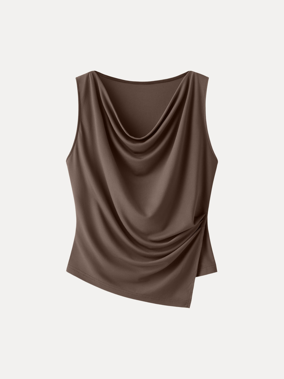 Cowl Neck Asymmetrical Tucked Sleeveless Top — original photo 10