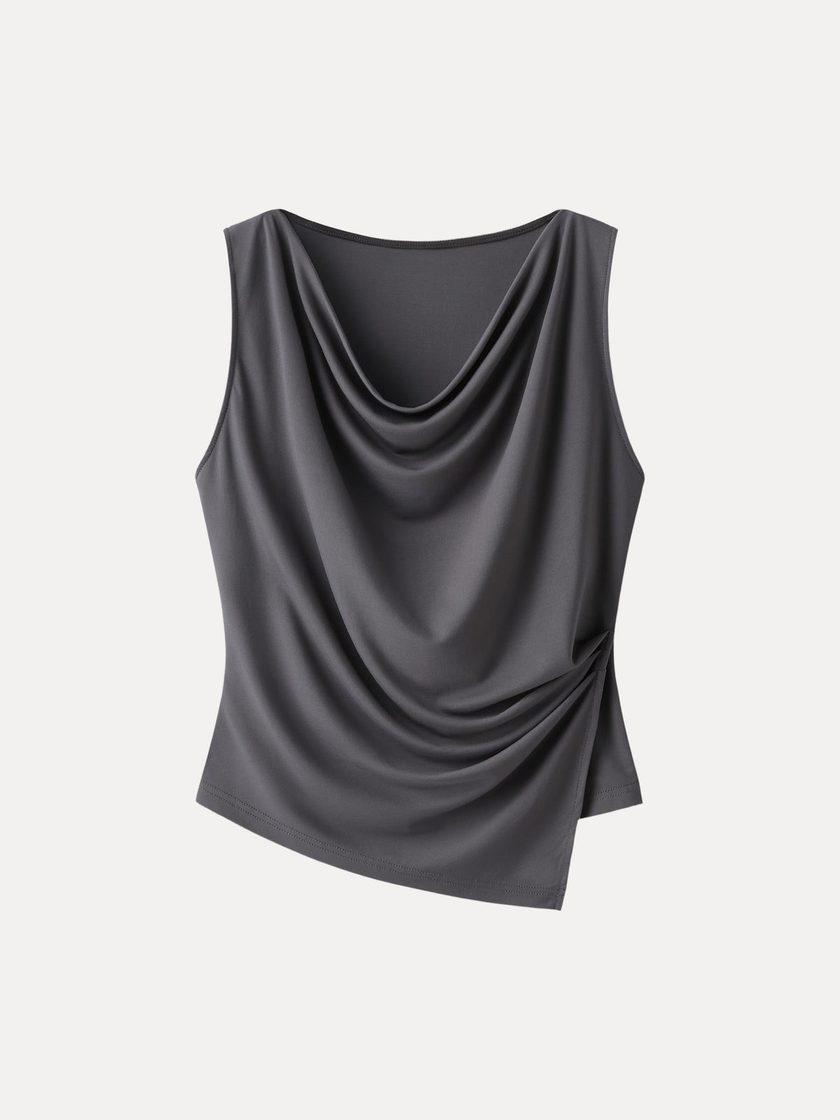 Cowl Neck Asymmetrical Tucked Sleeveless Top — original photo 6