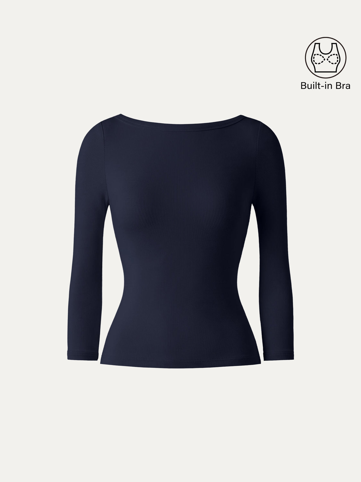 Plantive® Boatneck 3/4 Sleeve Built-In Bra Top — original photo 8