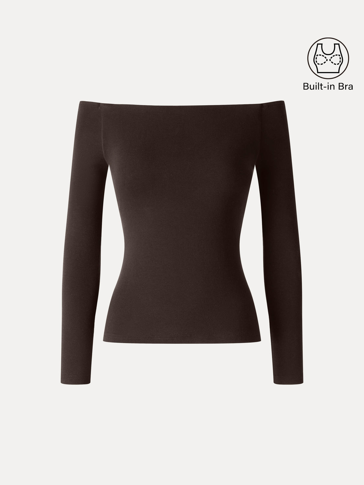 LiteWarm Non-Slip Off-Shoulder Long Sleeve Built-In Bra Top — original photo 9