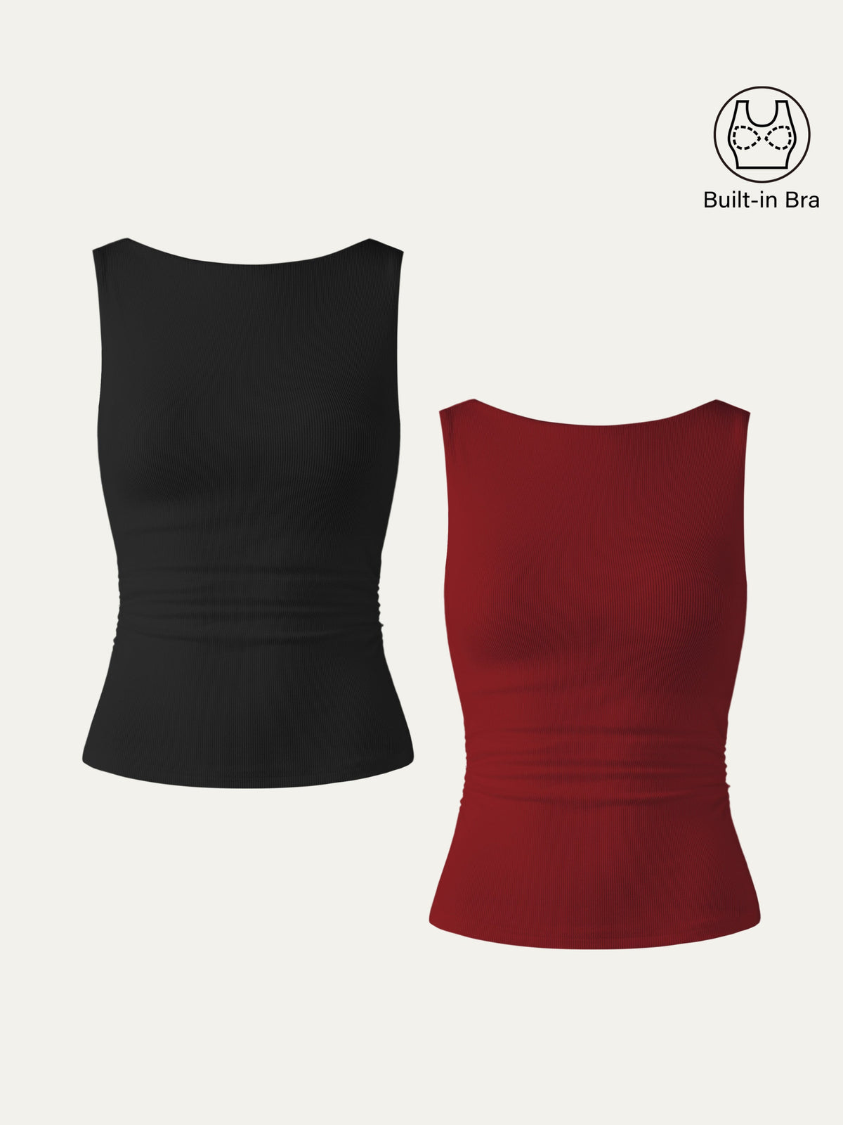 Elastic Open Back Built-In Bra Tank — original photo 19