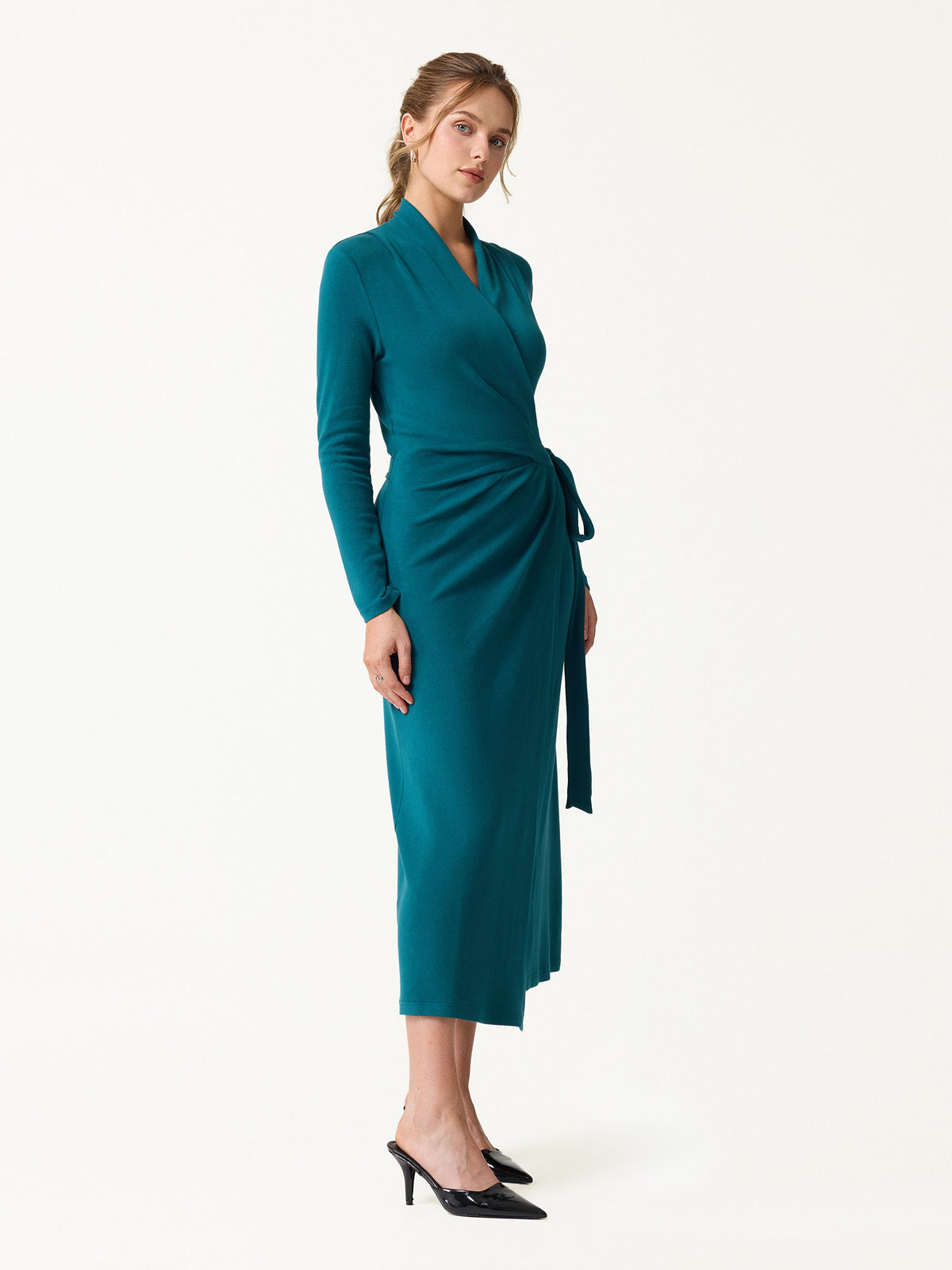 LiteWarm Classic Long Sleeve Midi Wrap Dress — original photo 3