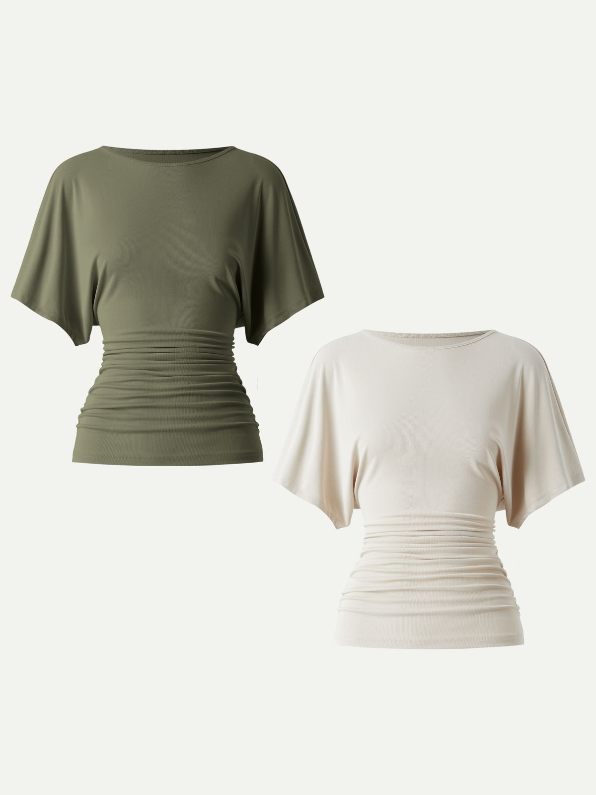 Effortless Boatneck Batwing Sleeve Side Ruched Top — original photo 18