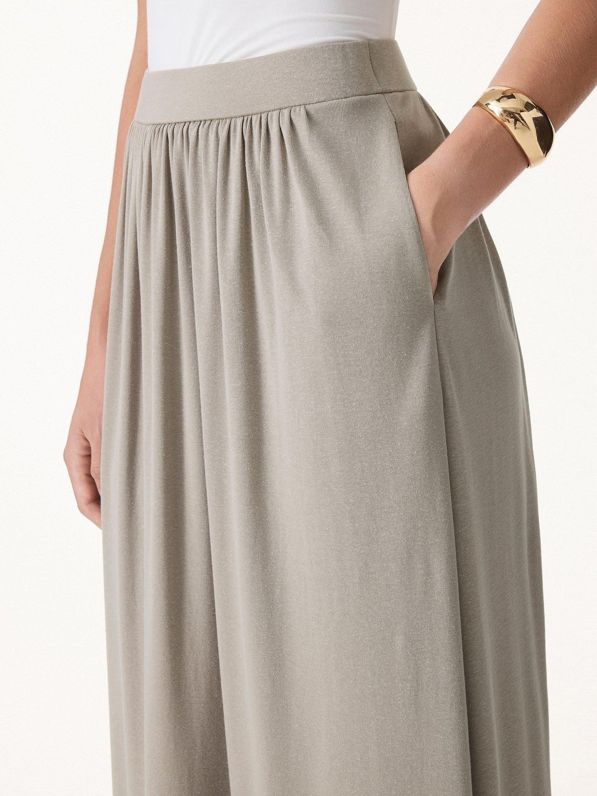 2Pcs Set Round Neck Top & A-Line Maxi Skirt with Pockets — original photo 9