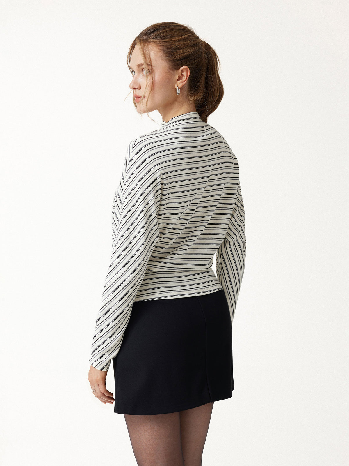 ProWarm Stripe Mock Neck Batwing Sleeve Top — original photo 4