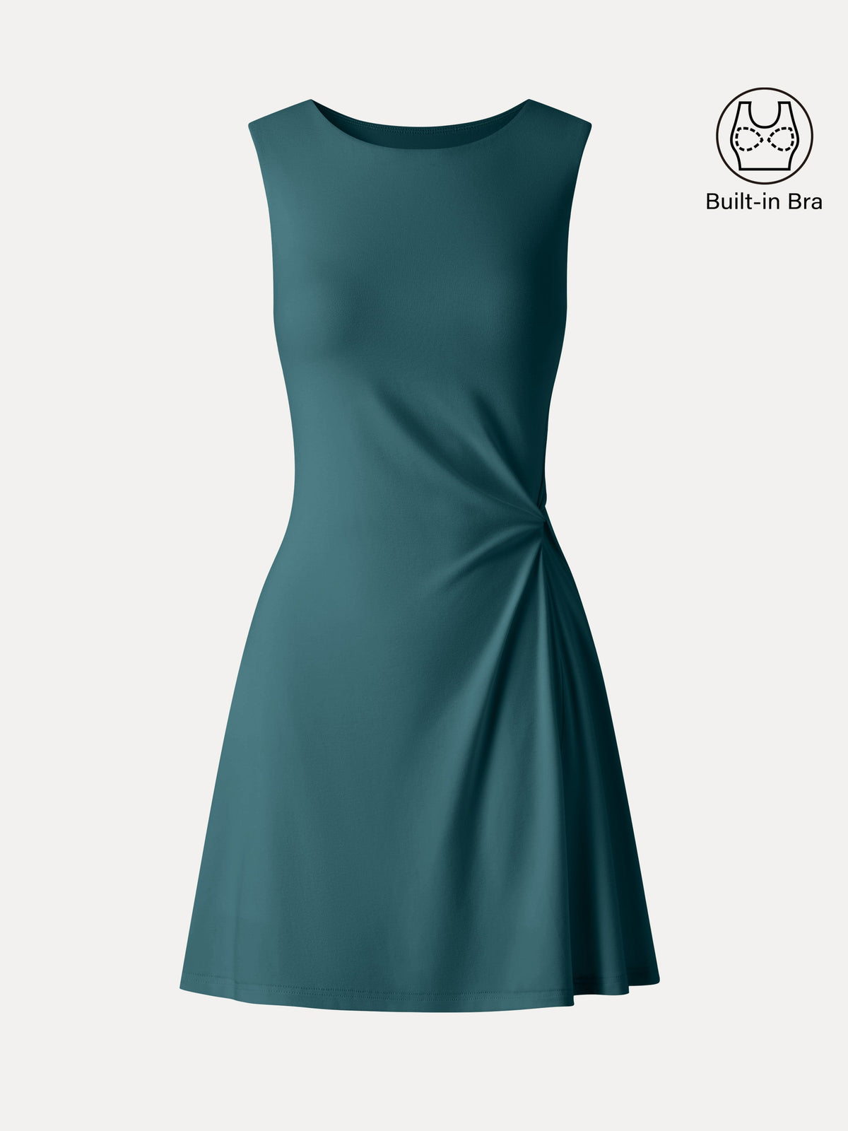 Ribbed Round Neck Sleeveless Side-Twist Mini Built-In Bra Dress — original photo 9