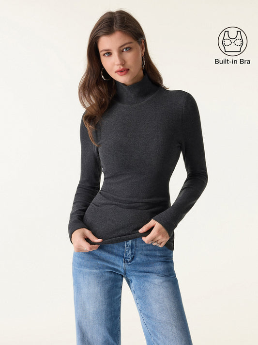 MaxWarm Turtleneck Long Sleeve Built-In Bra Top — original photo 1