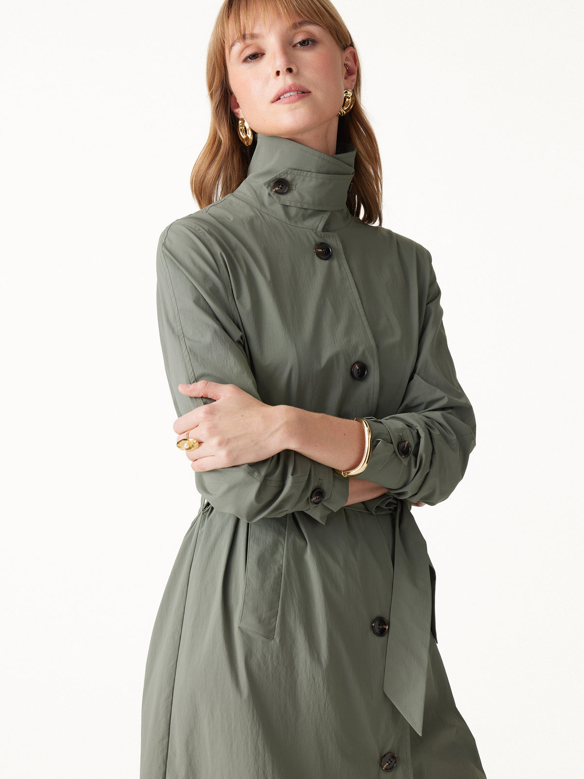 Lightweight Water-Repellent Notched Collar Trench Coat with Pockets — original photo 6