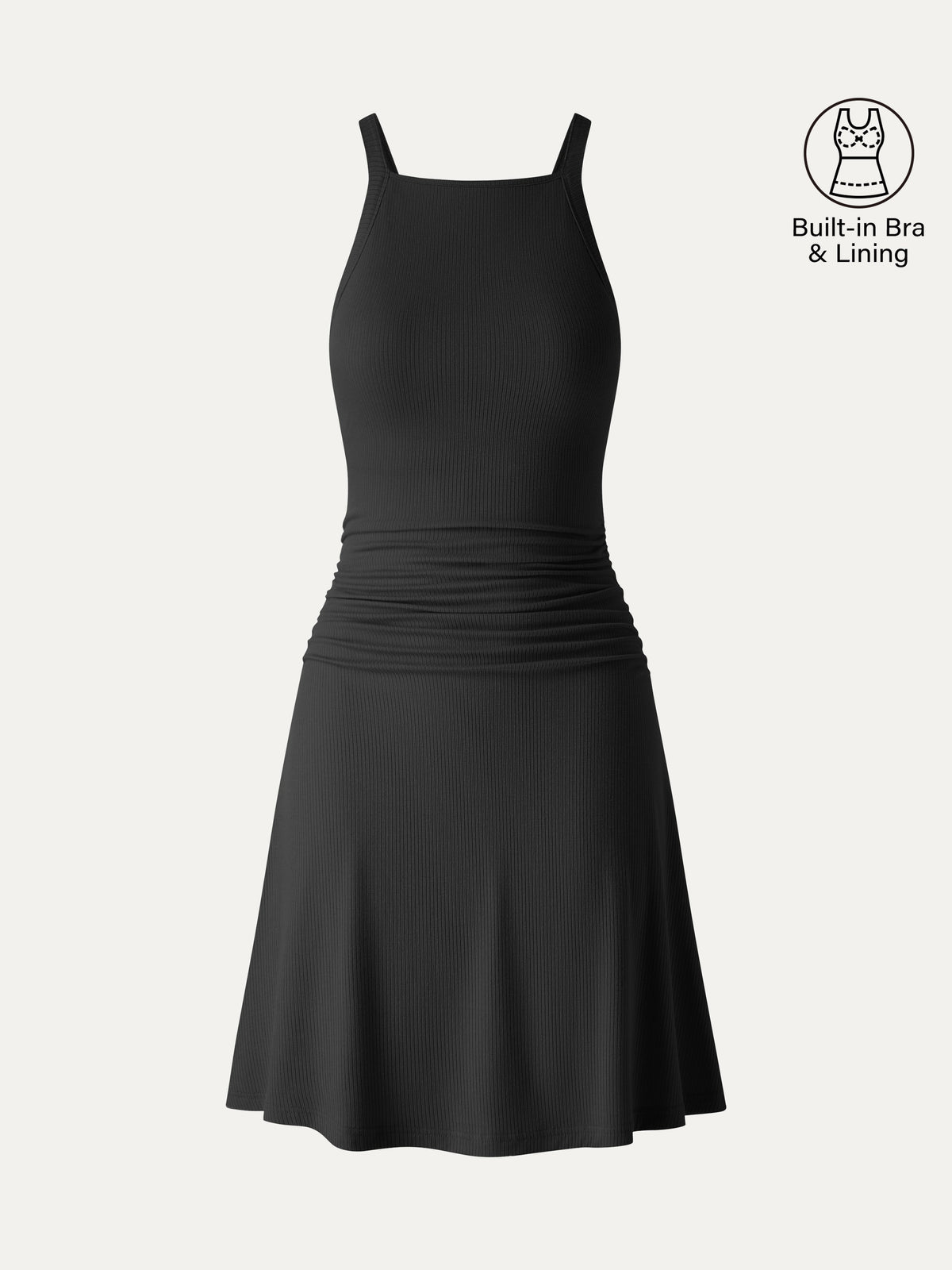 CoolTouch Square Neck Ruched Mini Built-In Bra Dress — original photo 10