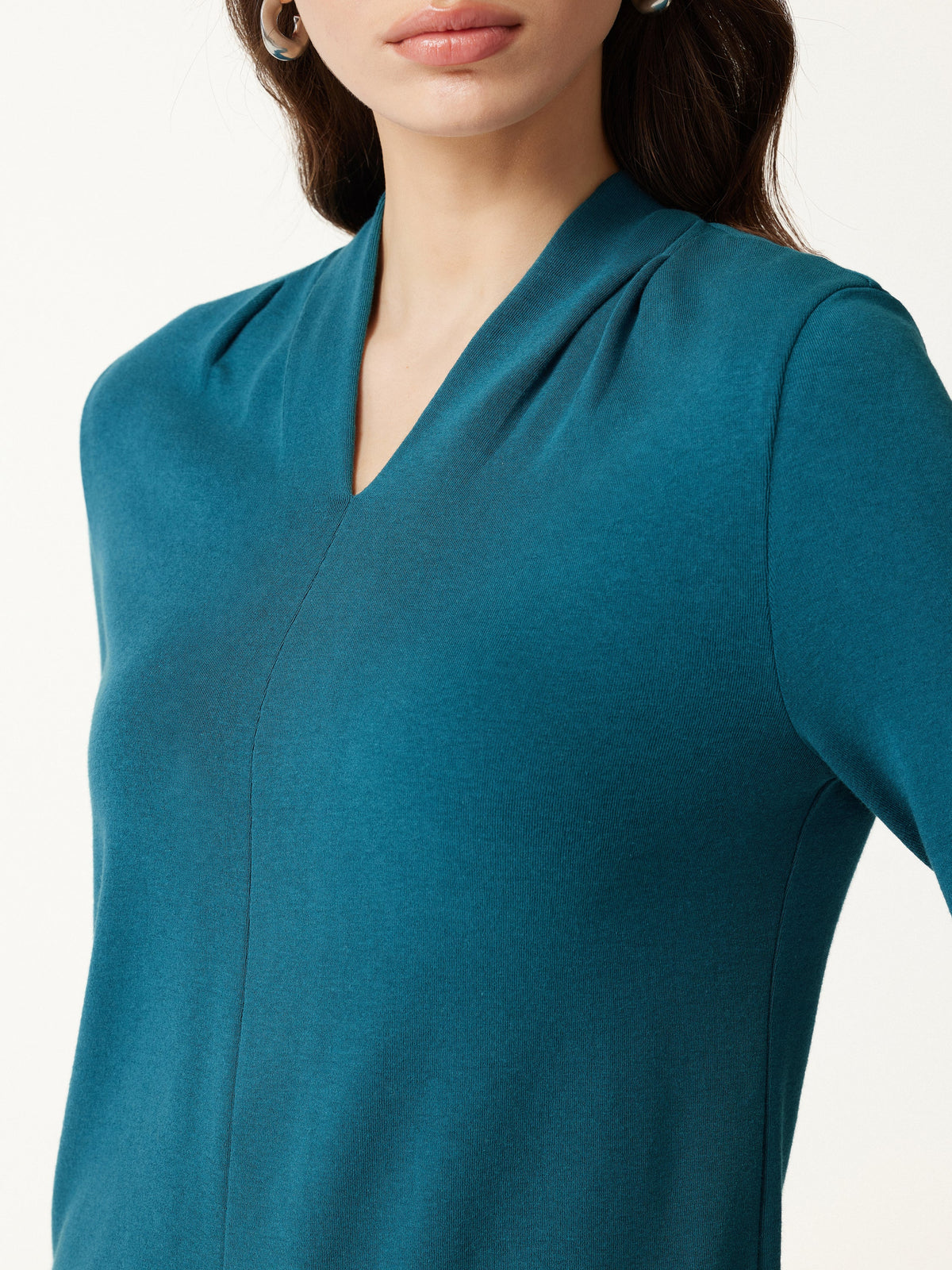 LiteWarm V-Neck Long Sleeve Tucked Shoulder Top — original photo 6