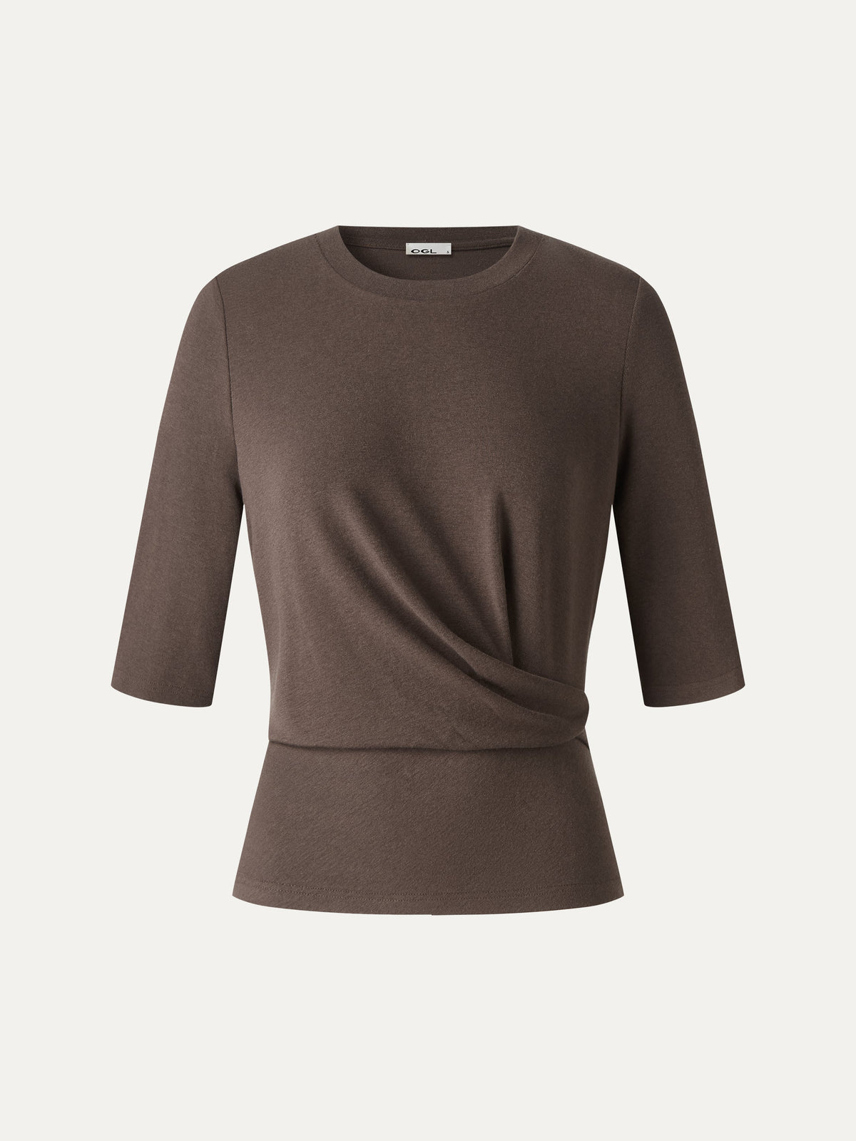 LiteWarm Round Neck Elbow Sleeve Side-Tuck Top — original photo 6