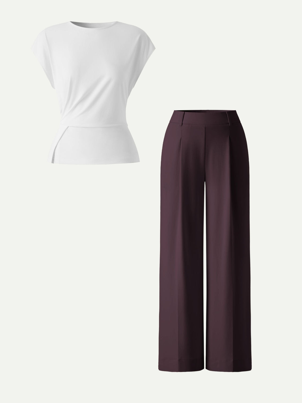 2Pcs Set Round Neck Tucked Top & Wide Leg The Success Pants — original photo 9