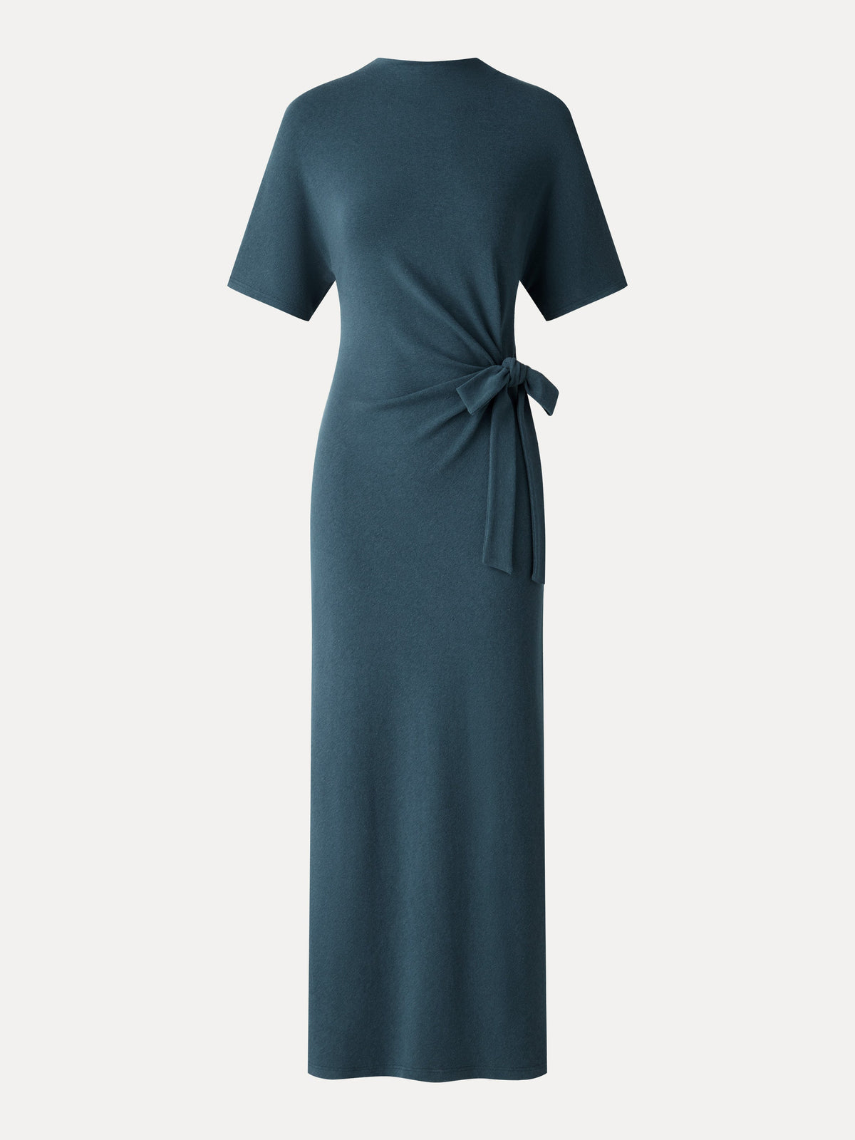 LiteWarm Mock Neck Elbow Sleeve Tie-Waist Midi Dress — original photo 6