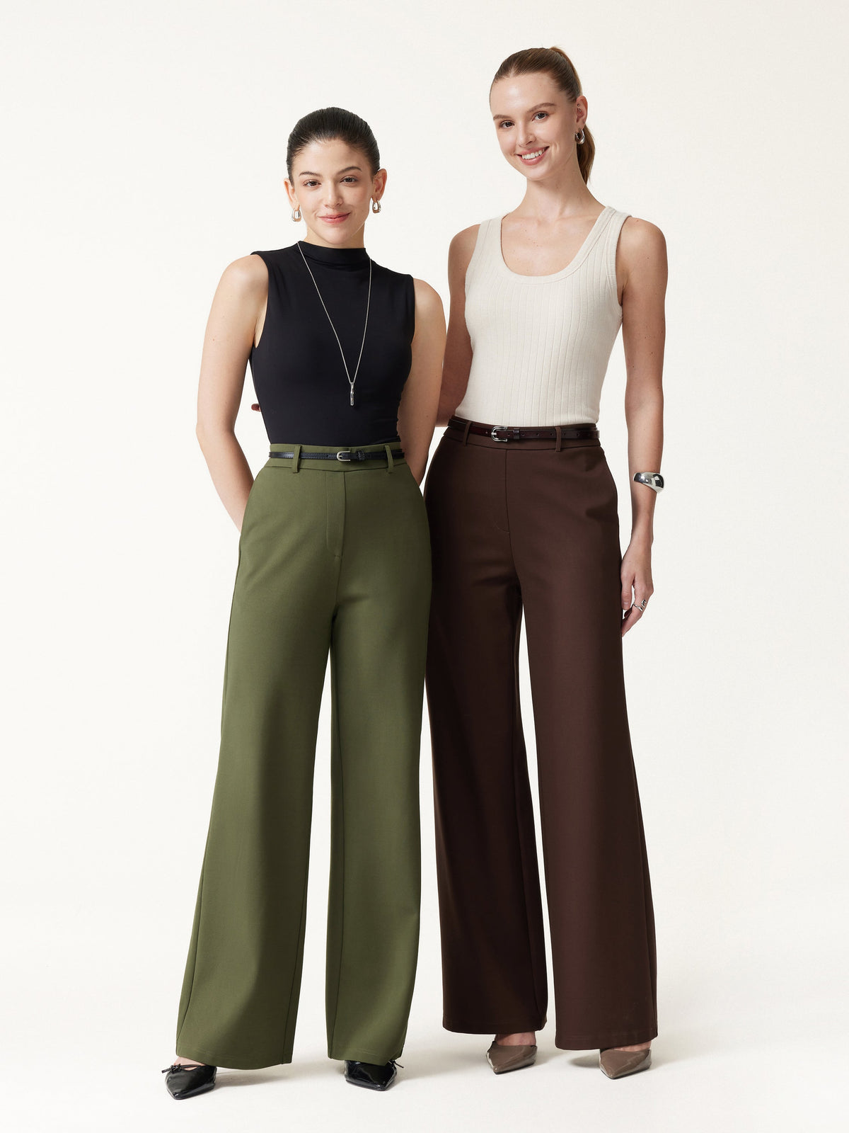 Ponte Mid-Rise Wide-Leg Pants with Pockets — original photo 2