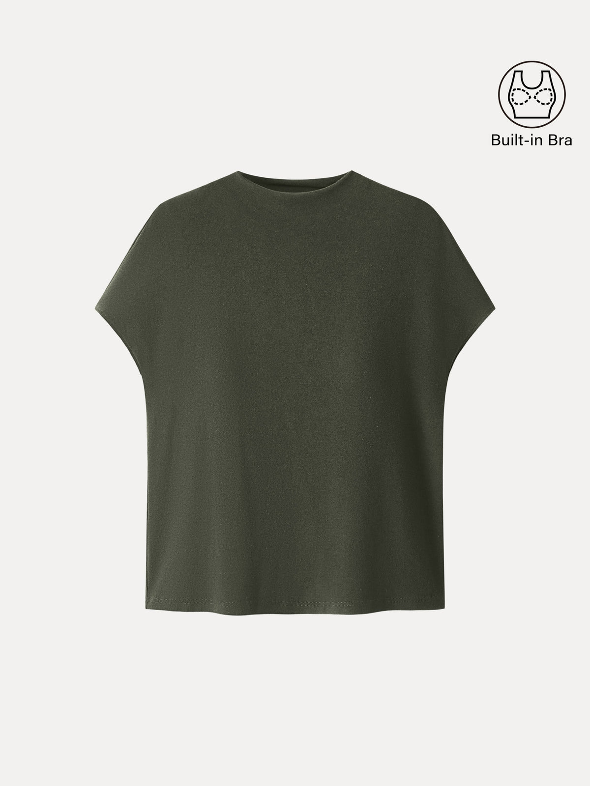 LiteWarm Mock Neck Short Sleeve Built-In Bra Top — original photo 10
