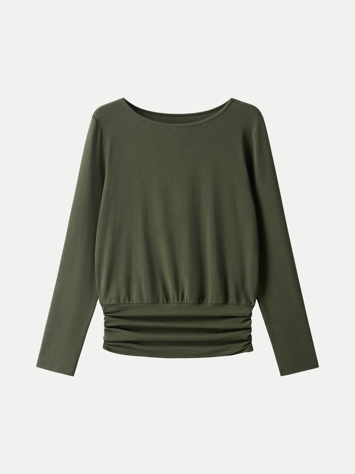 LiteWarm Boatneck Long Sleeve Ruched Banded Hem Top — original photo 13