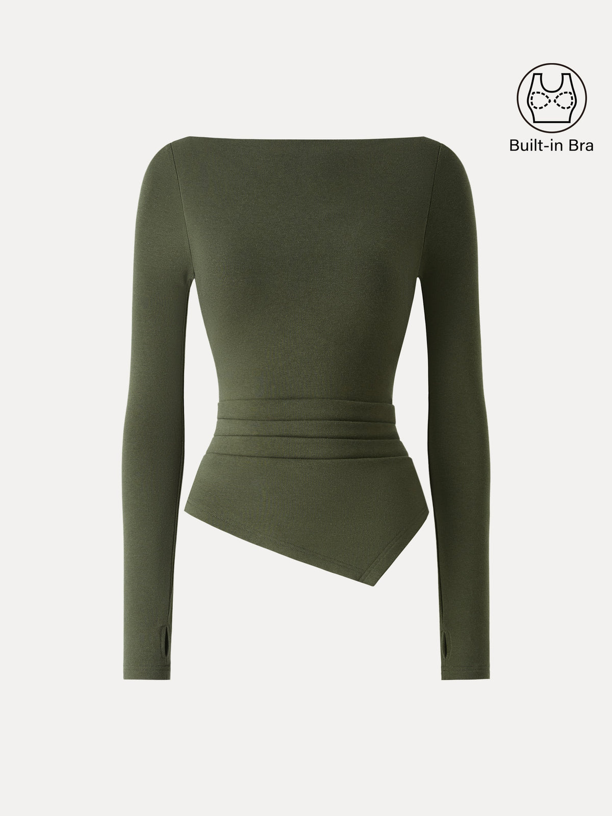 ProWarm Boatneck Side Tucks Asymmetrical Built-In Bra Top — original photo 7