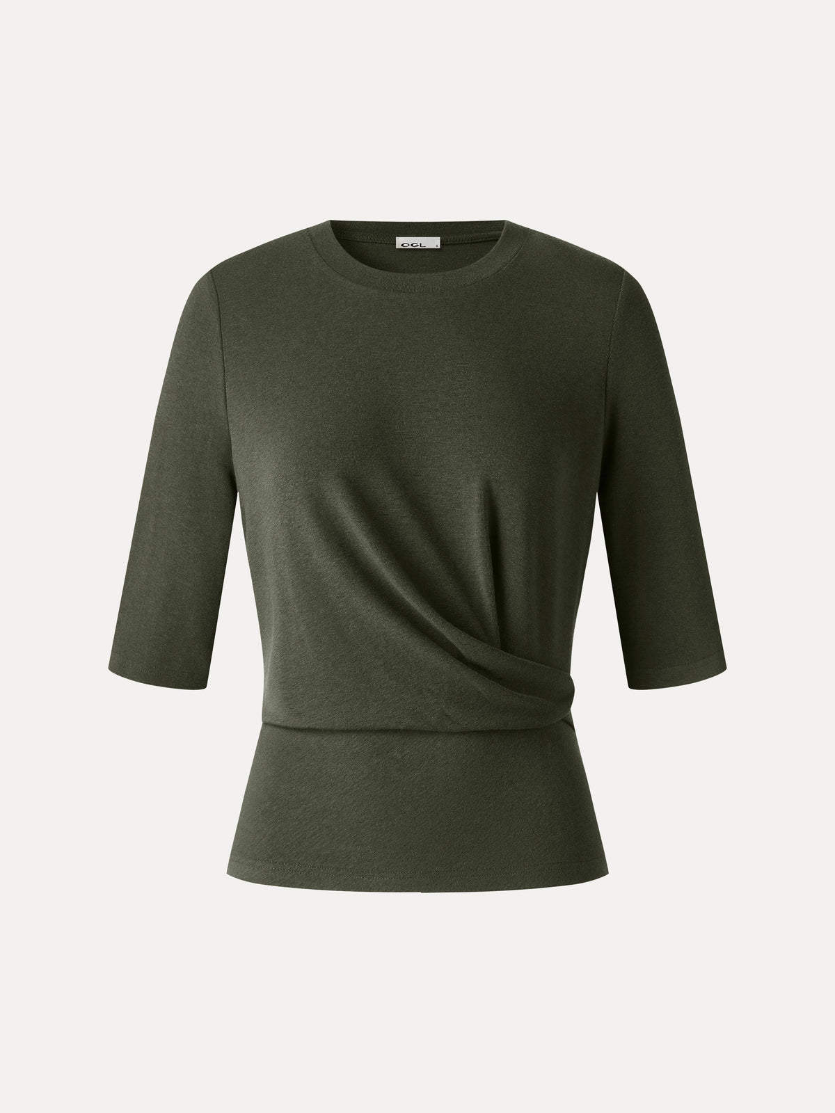 LiteWarm Round Neck Elbow Sleeve Side-Tuck Top — original photo 8