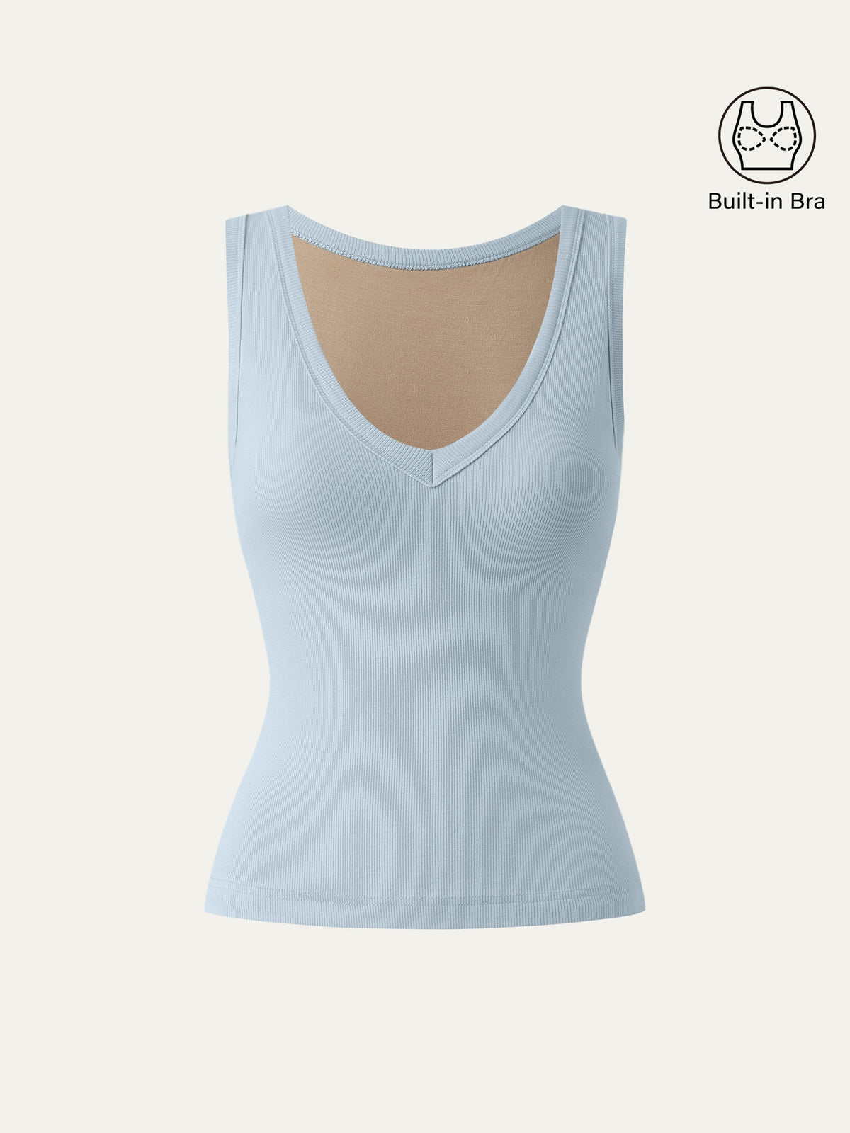Stretchy V-neck Cotton Built-In Bra Tank — original photo 9
