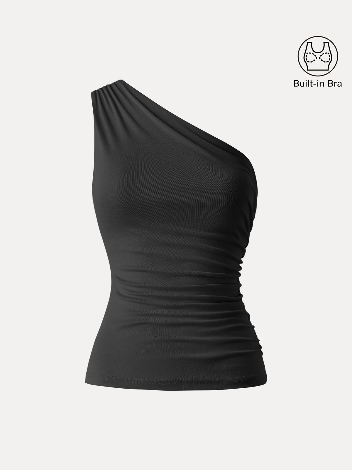 Sandwashed One Shoulder Ruched Built-In Bra Tank — original photo 8