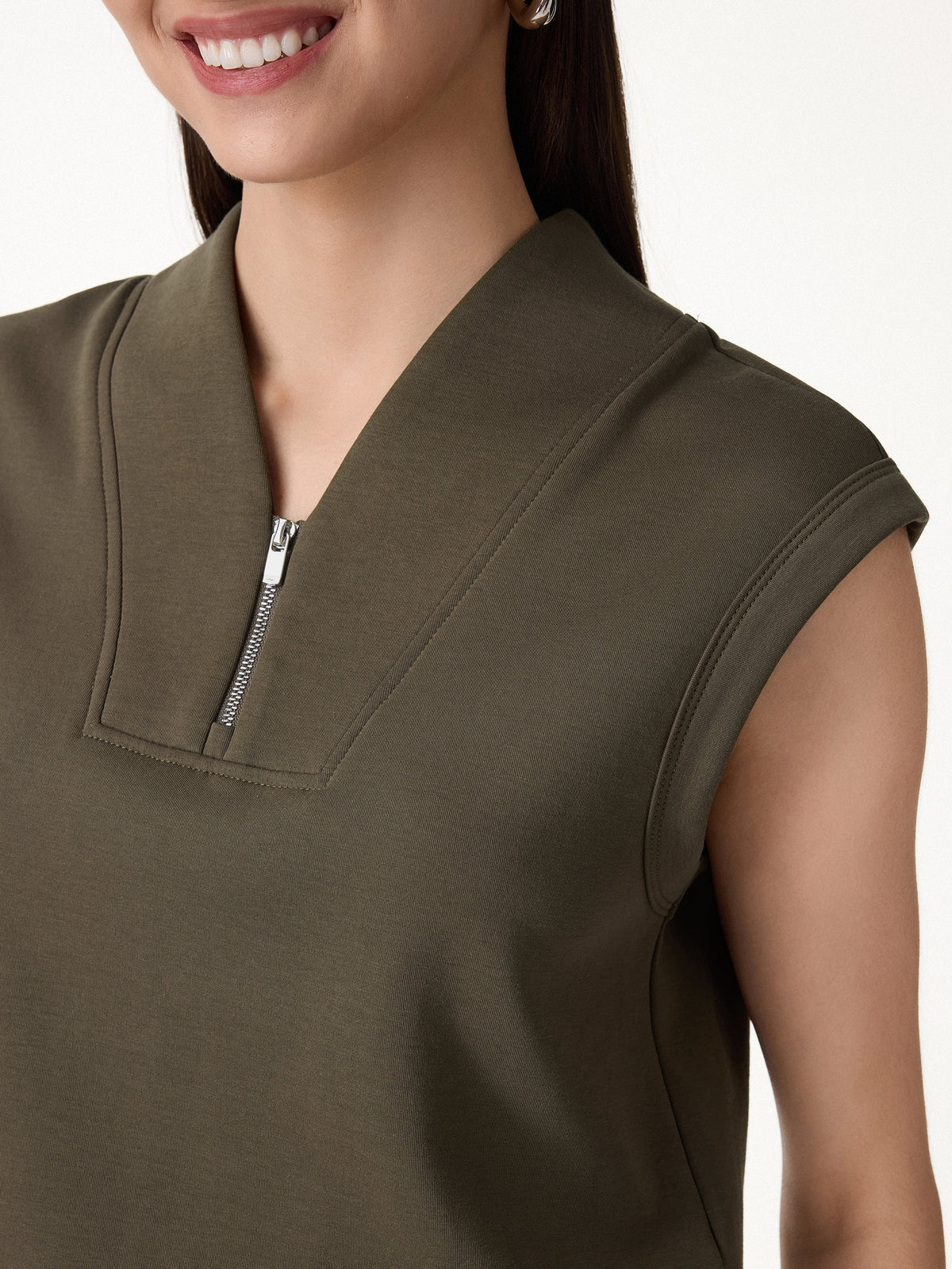 Air Cotton Quarter-Zip Banded Hem Travel Top — original photo 6
