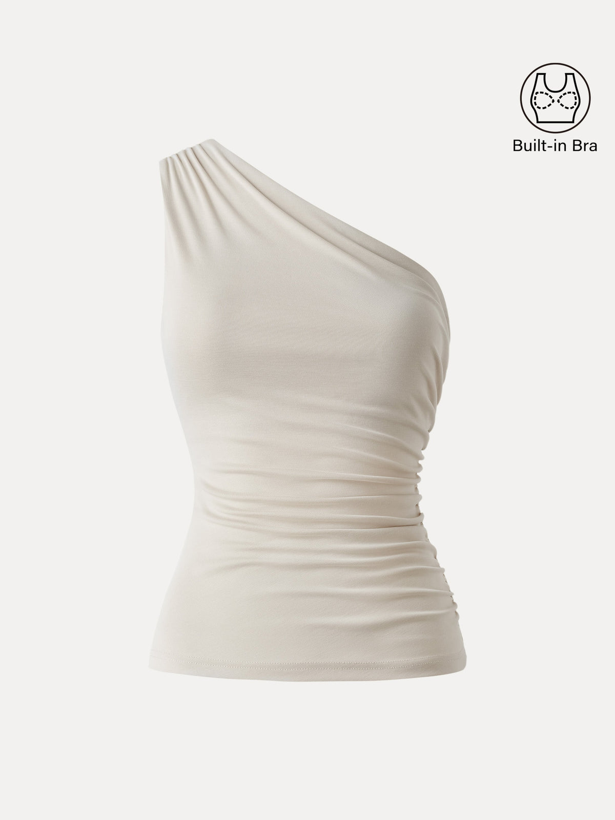 Sandwashed One Shoulder Ruched Built-In Bra Tank — original photo 7