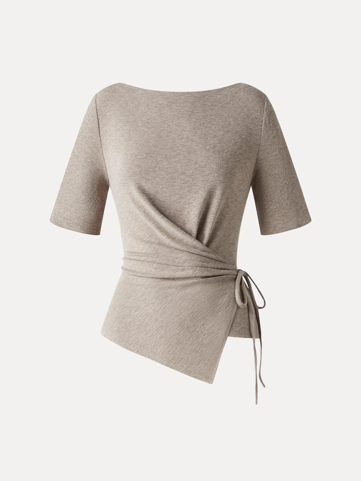 LiteWarm Slash Neck Short Sleeve Tie-Side Top — original photo 7