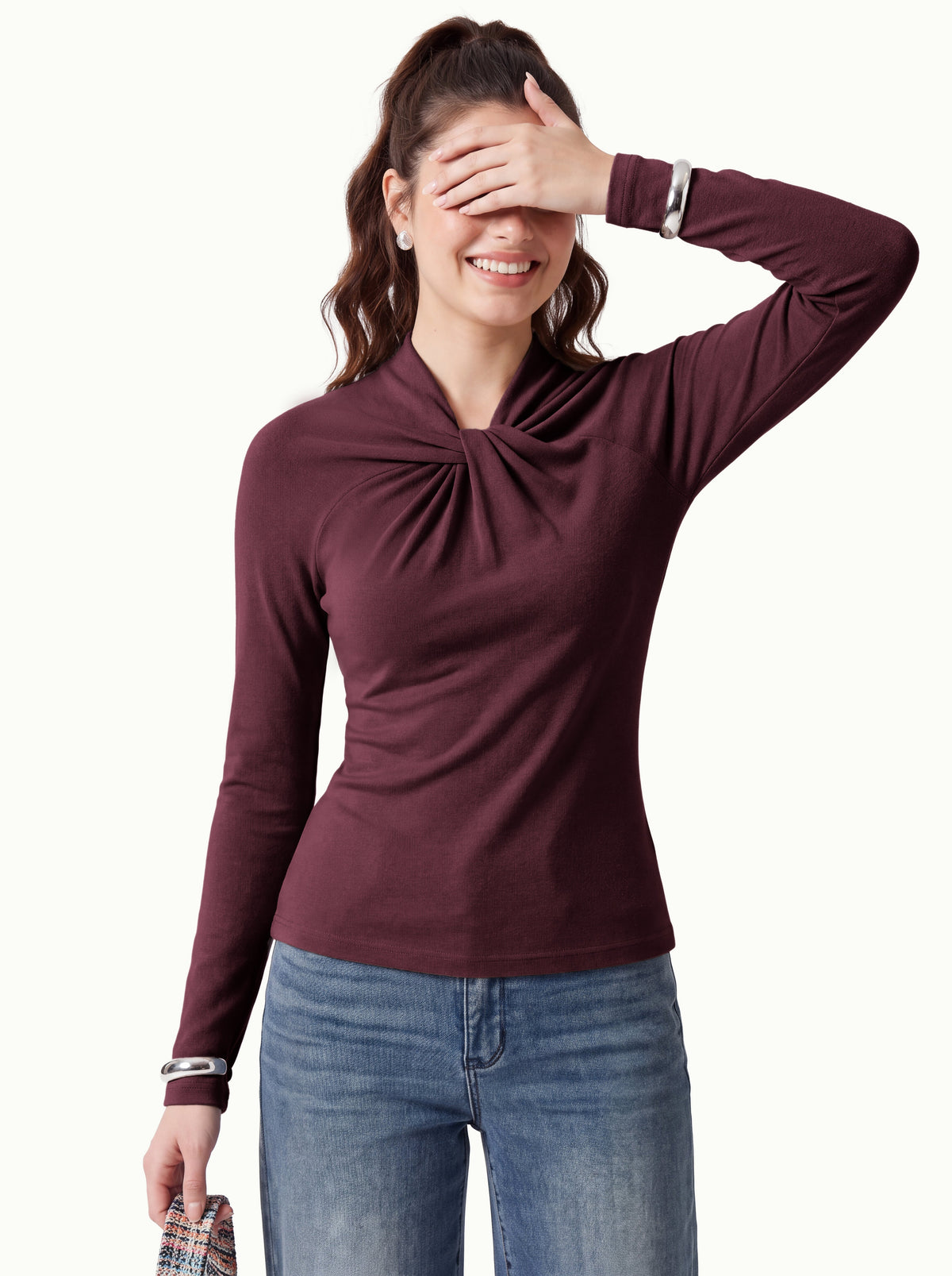 LiteWarm Twisted V-Neck Long Sleeve Top — original photo 11