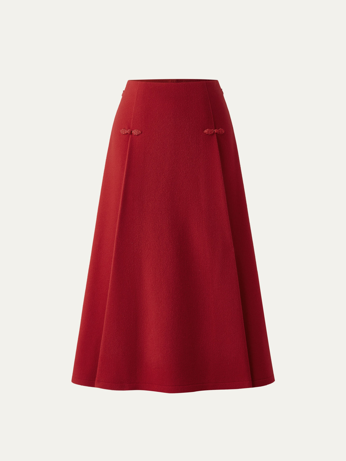 Wool-like Frog Button A-Line Midi Skirt Limited Edition — original photo 6