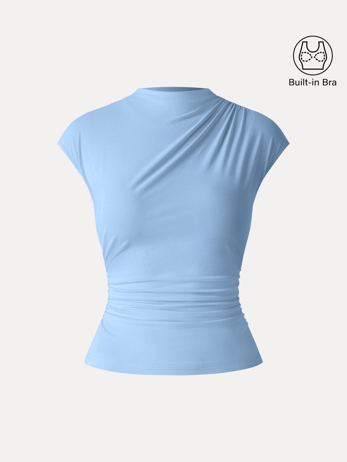 SkinKiss Mockneck Ruched Cropped Built-In Bra Top — original photo 14
