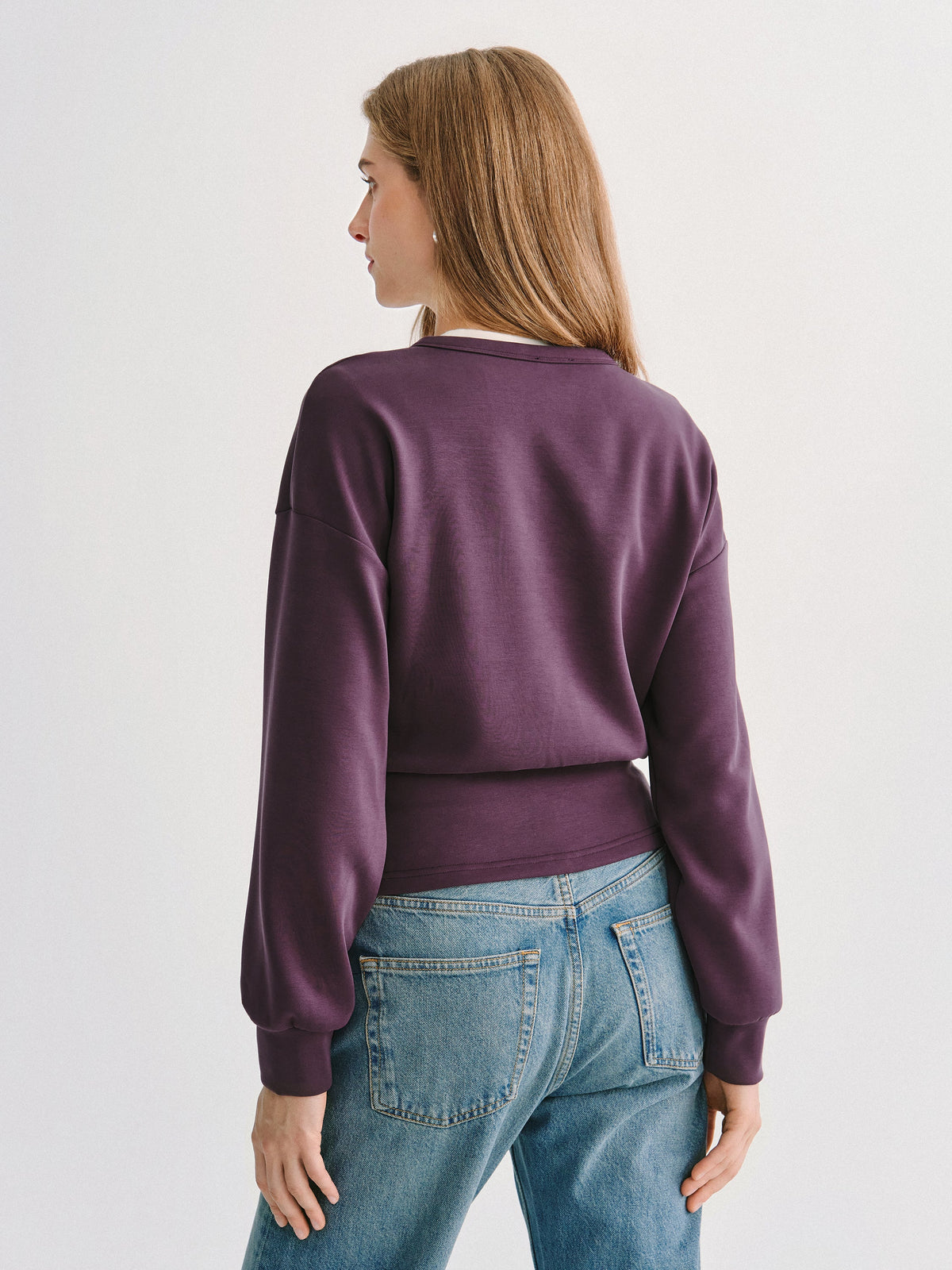 MaxWarm Modal Stretch Fleece Round Neck Long Sleeve Banded Hem Top — original photo 4