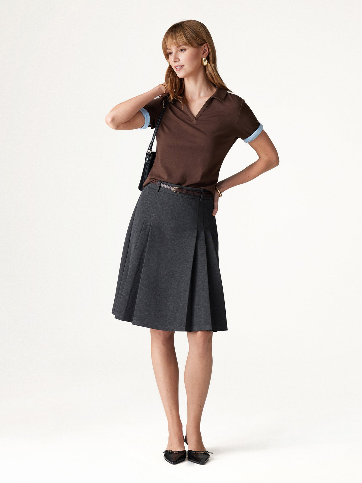 Ponte High-Rise Tucked Knee-Length Skirt — original photo 1