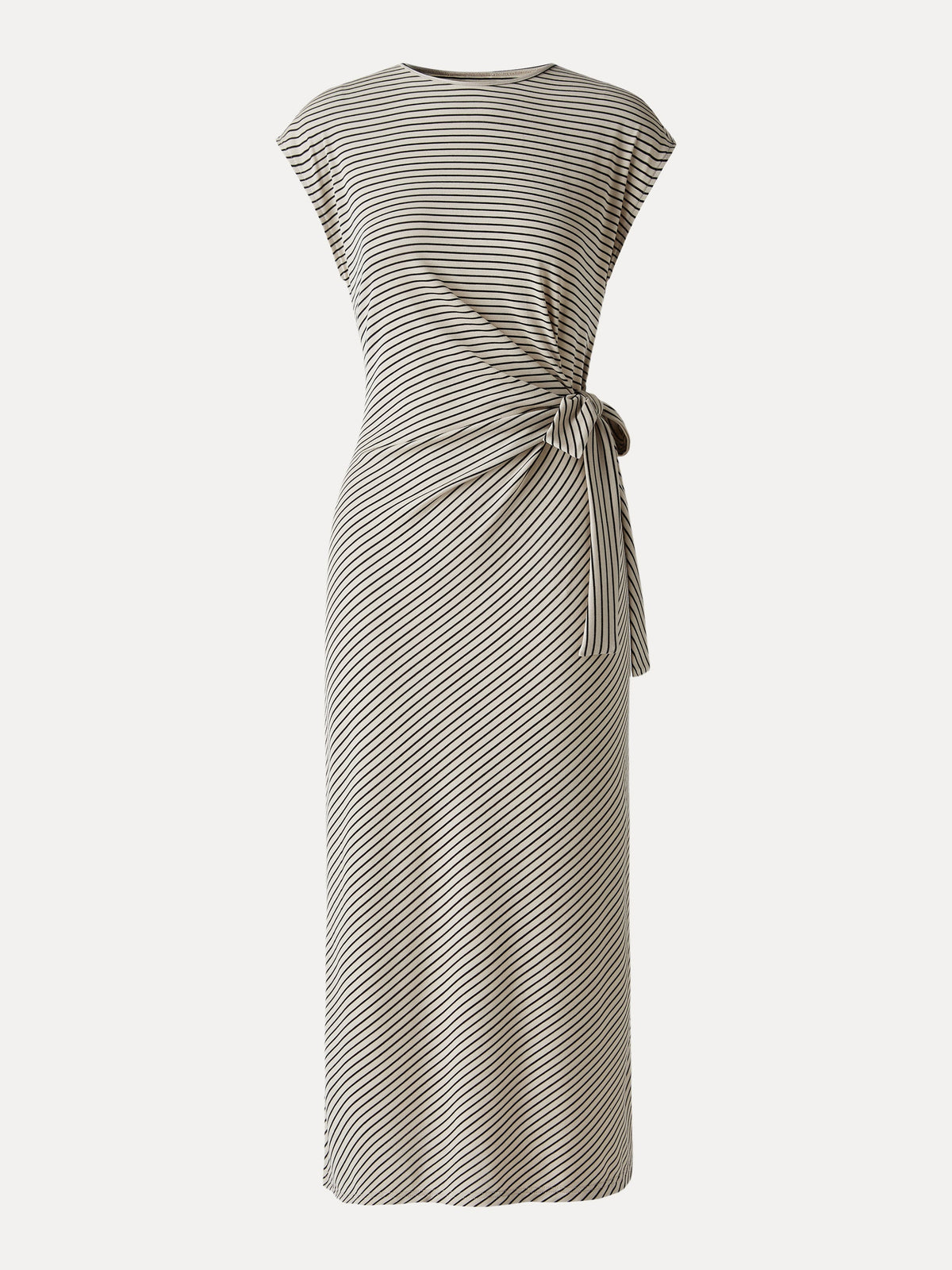 Striped Relaxed Midi Dress with Self-Tie — original photo 5
